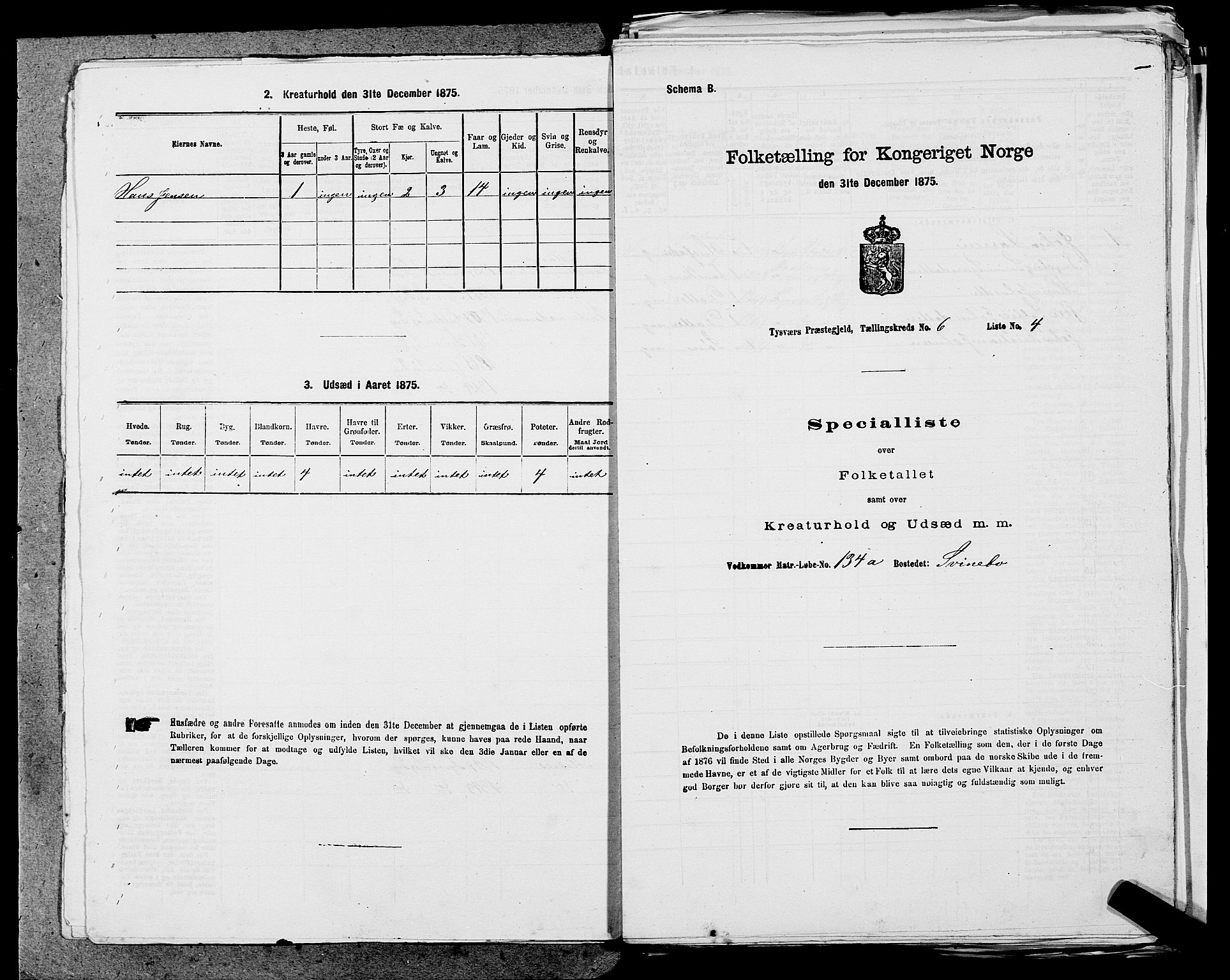 SAST, 1875 census for 1146P Tysvær, 1875, p. 658