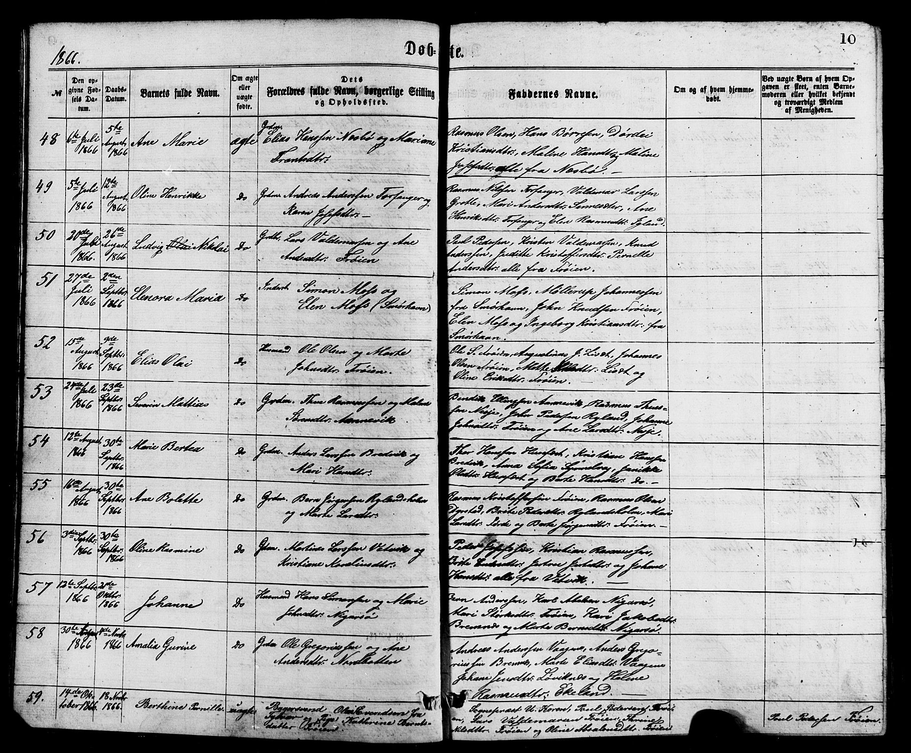 Bremanger sokneprestembete, SAB/A-82201/H/Hab/Haba/L0002: Parish register (copy) no. A 2, 1866-1889, p. 10