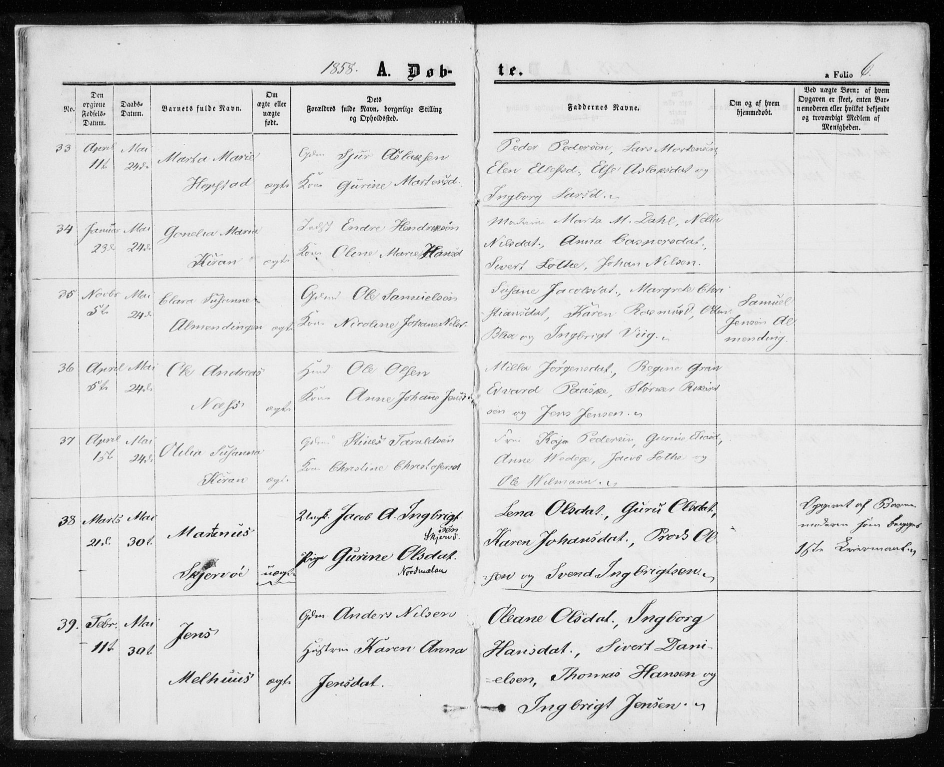 Ministerialprotokoller, klokkerbøker og fødselsregistre - Sør-Trøndelag, AV/SAT-A-1456/657/L0705: Parish register (official) no. 657A06, 1858-1867, p. 6