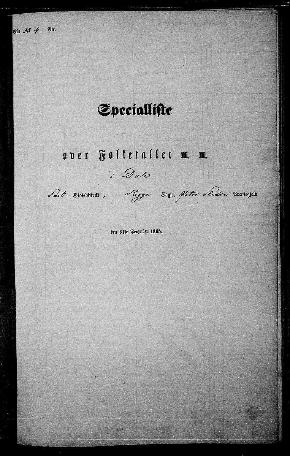 RA, 1865 census for Øystre Slidre, 1865, p. 37