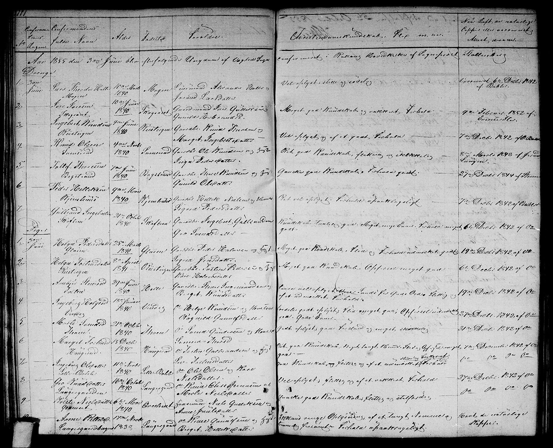 Rollag kirkebøker, SAKO/A-240/G/Gb/L0001: Parish register (copy) no. II 1, 1836-1877, p. 111