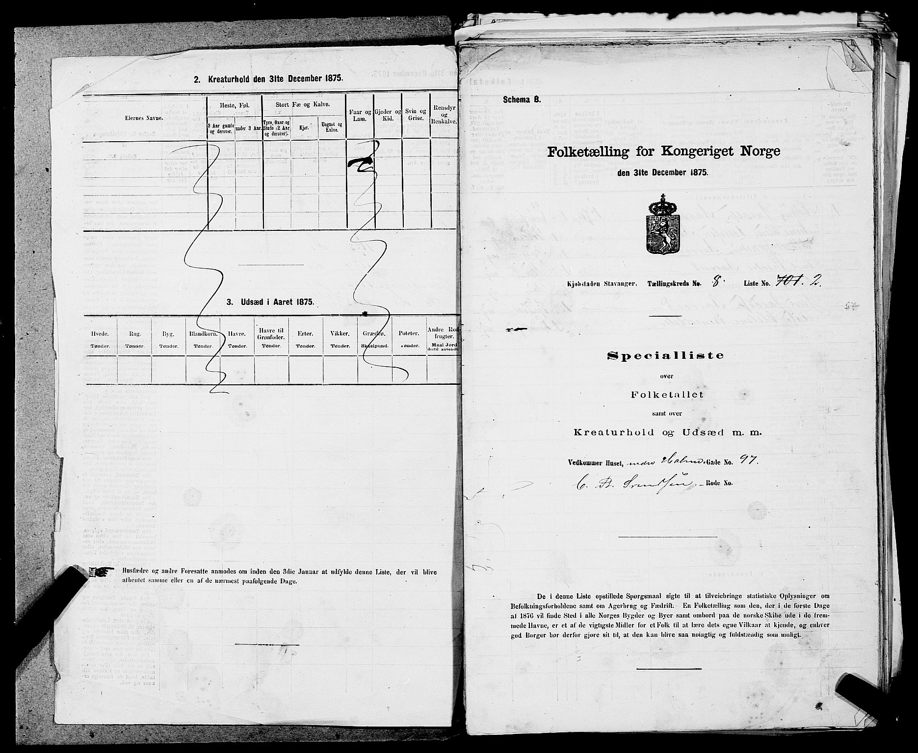 SAST, 1875 census for 1103 Stavanger, 1875, p. 1386