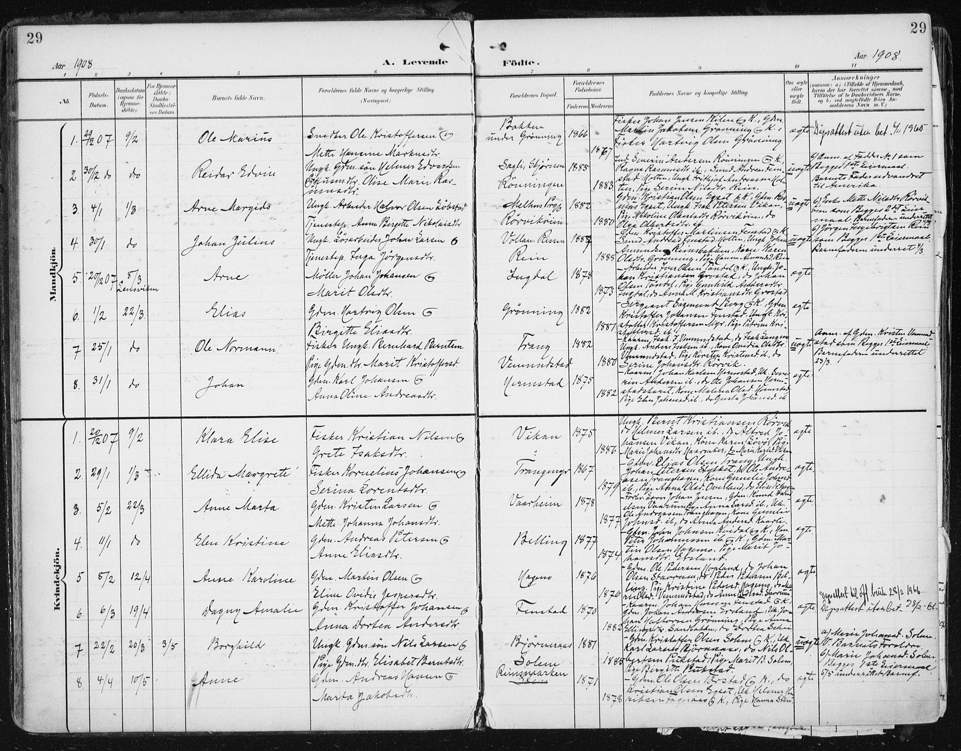 Ministerialprotokoller, klokkerbøker og fødselsregistre - Sør-Trøndelag, AV/SAT-A-1456/646/L0616: Parish register (official) no. 646A14, 1900-1918, p. 29