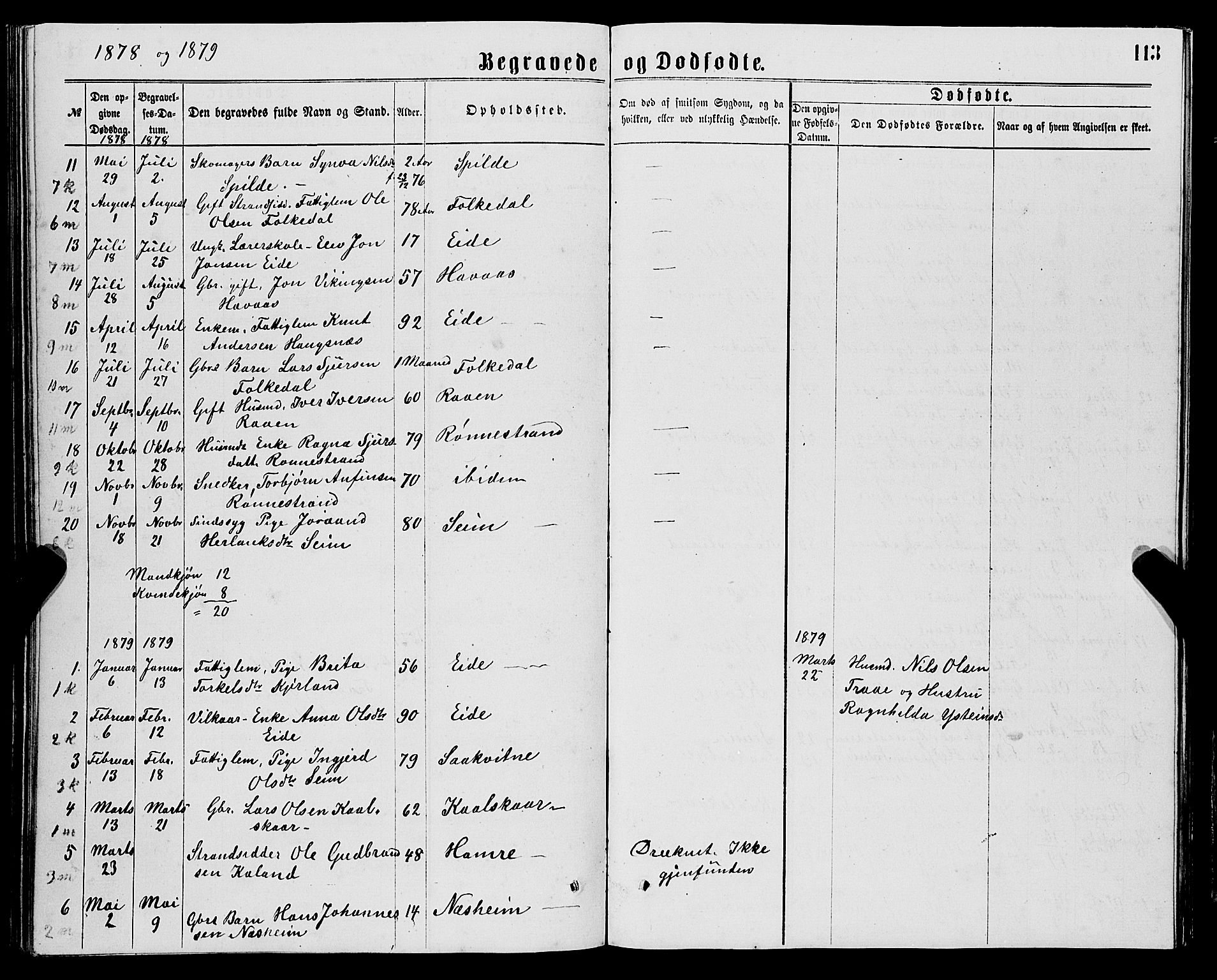 Ulvik sokneprestembete, SAB/A-78801/H/Hab: Parish register (copy) no. B 2, 1869-1883, p. 113