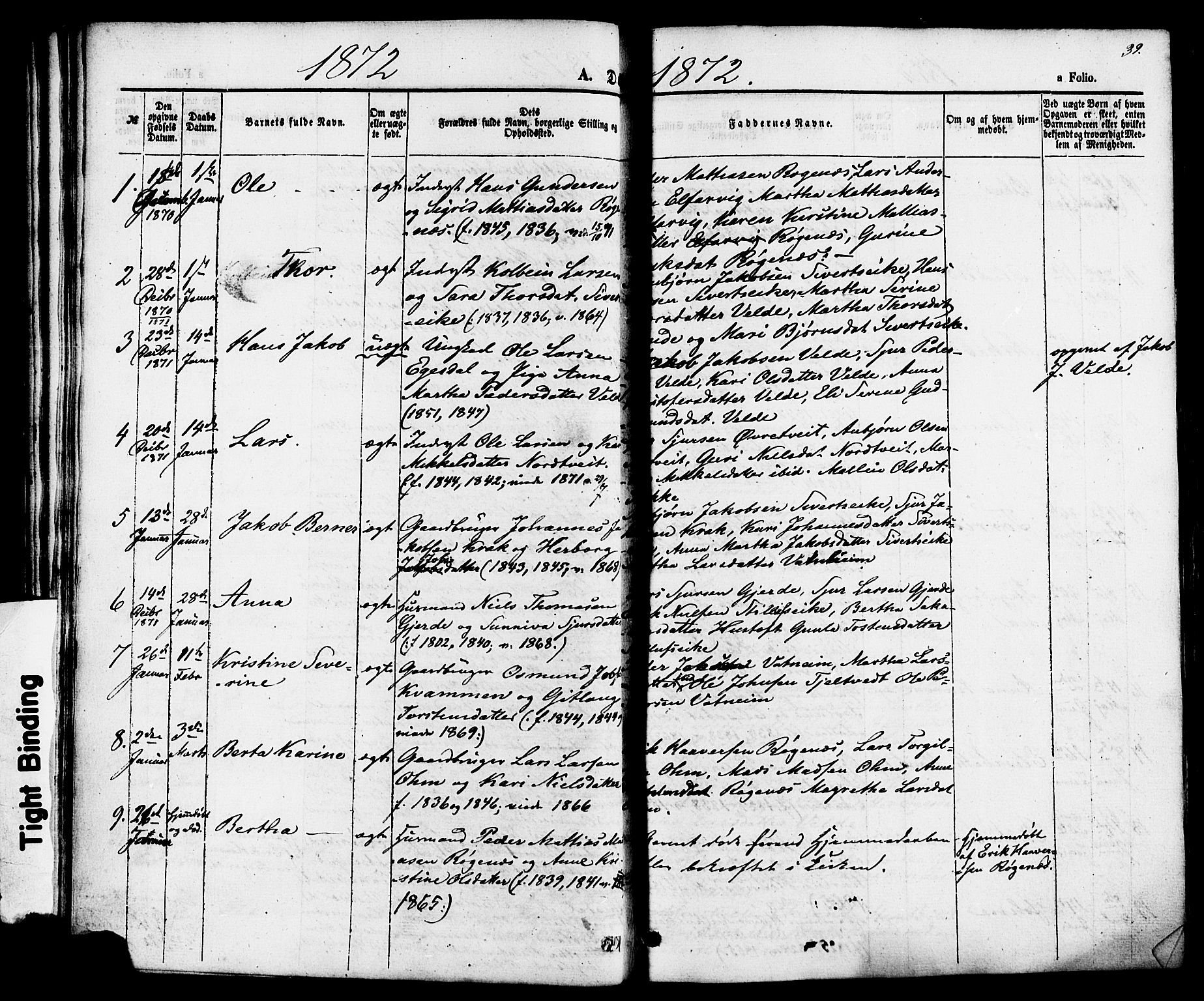 Skjold sokneprestkontor, AV/SAST-A-101847/H/Ha/Haa/L0007: Parish register (official) no. A 7, 1857-1882, p. 39