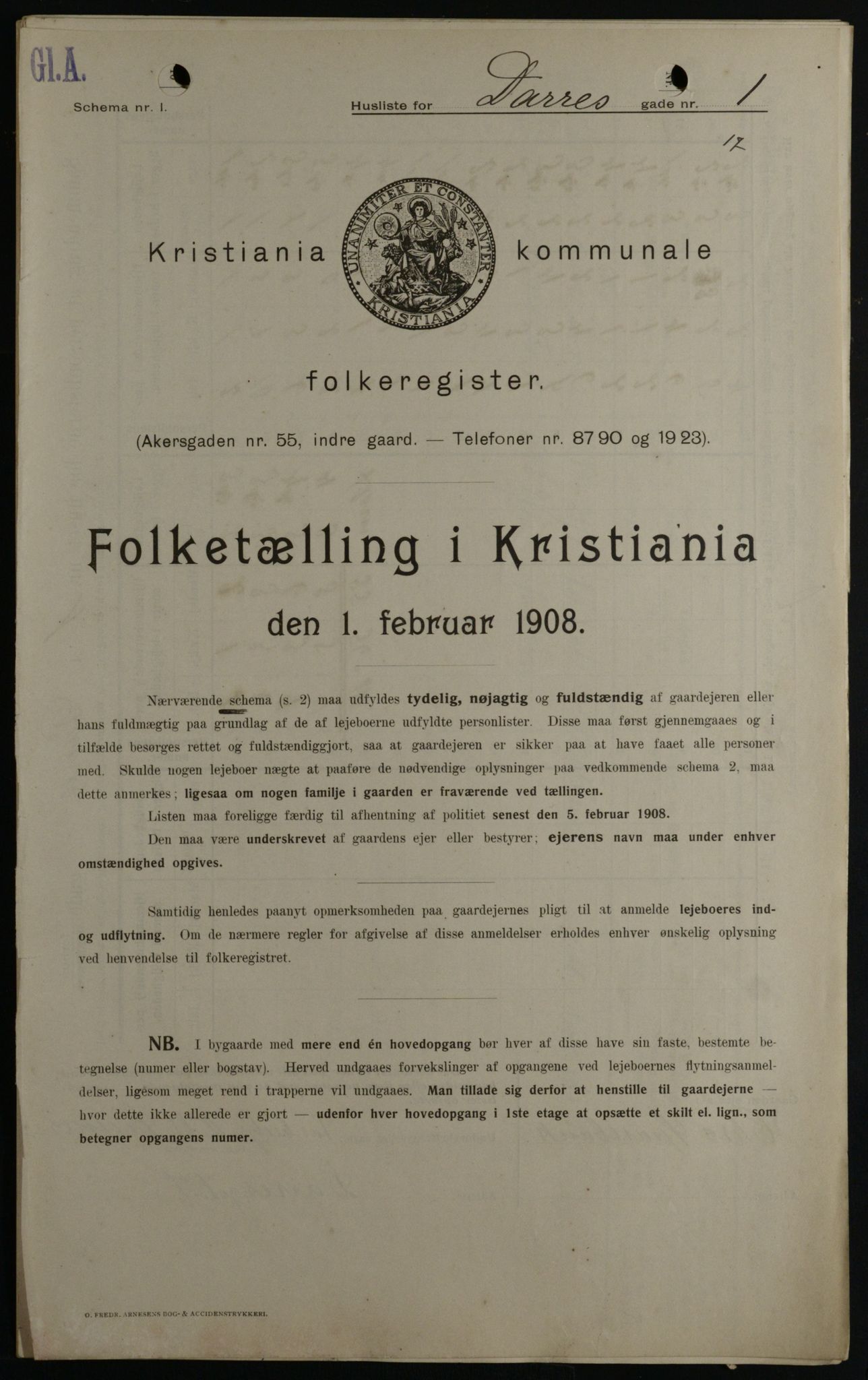 OBA, Municipal Census 1908 for Kristiania, 1908, p. 14320