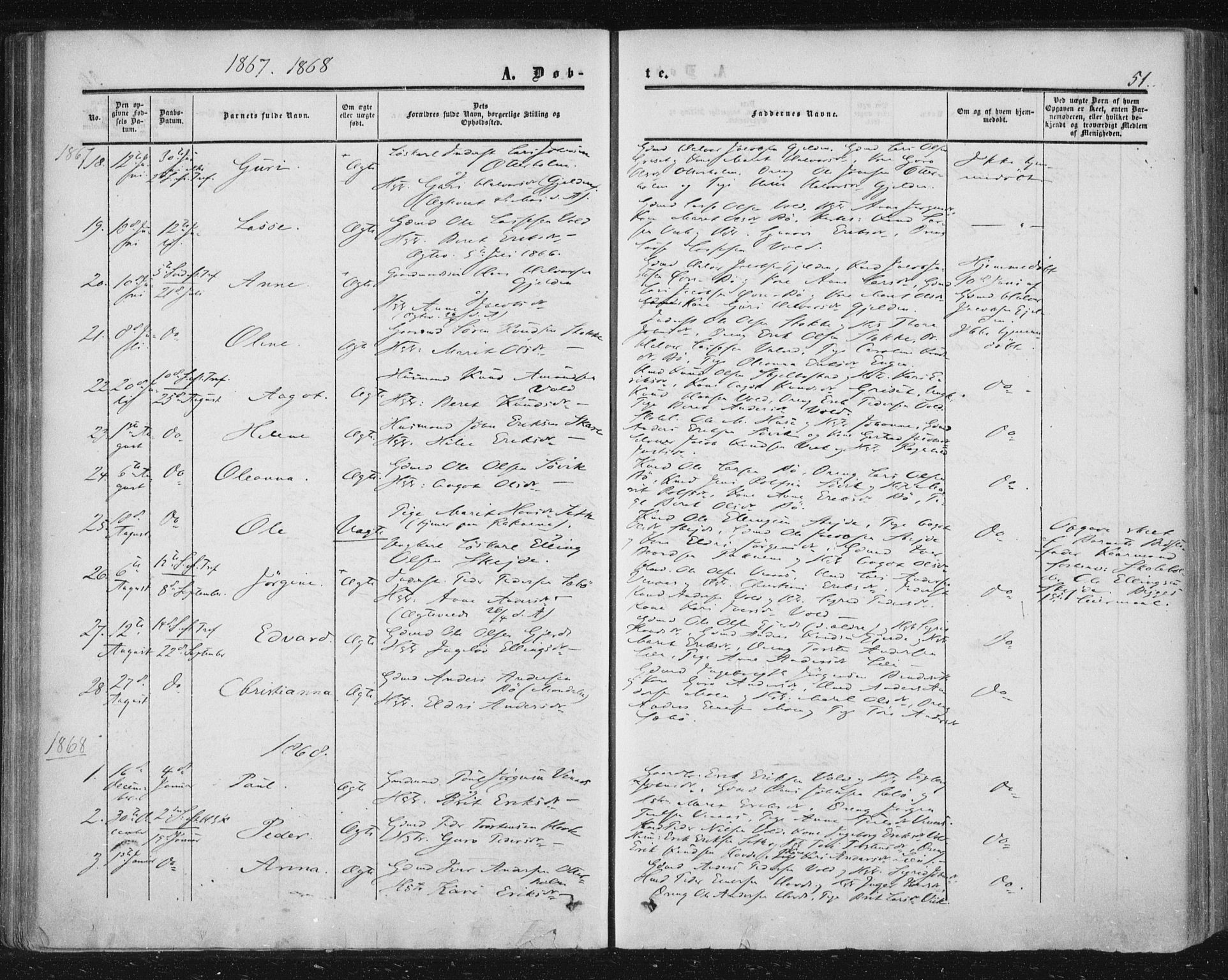 Ministerialprotokoller, klokkerbøker og fødselsregistre - Møre og Romsdal, AV/SAT-A-1454/543/L0562: Parish register (official) no. 543A02, 1854-1884, p. 51