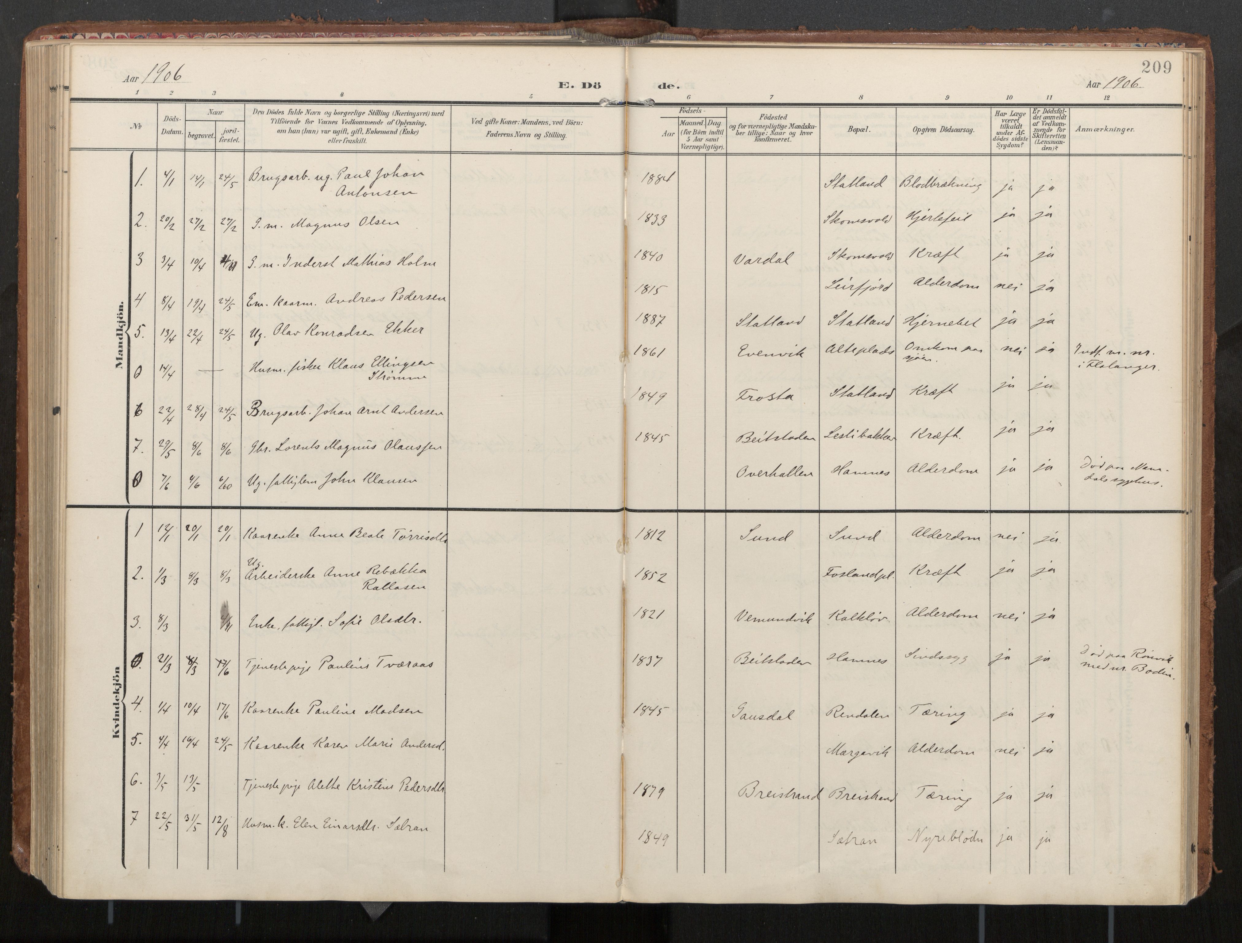 Ministerialprotokoller, klokkerbøker og fødselsregistre - Nord-Trøndelag, AV/SAT-A-1458/774/L0629: Parish register (official), 1904-1926, p. 209