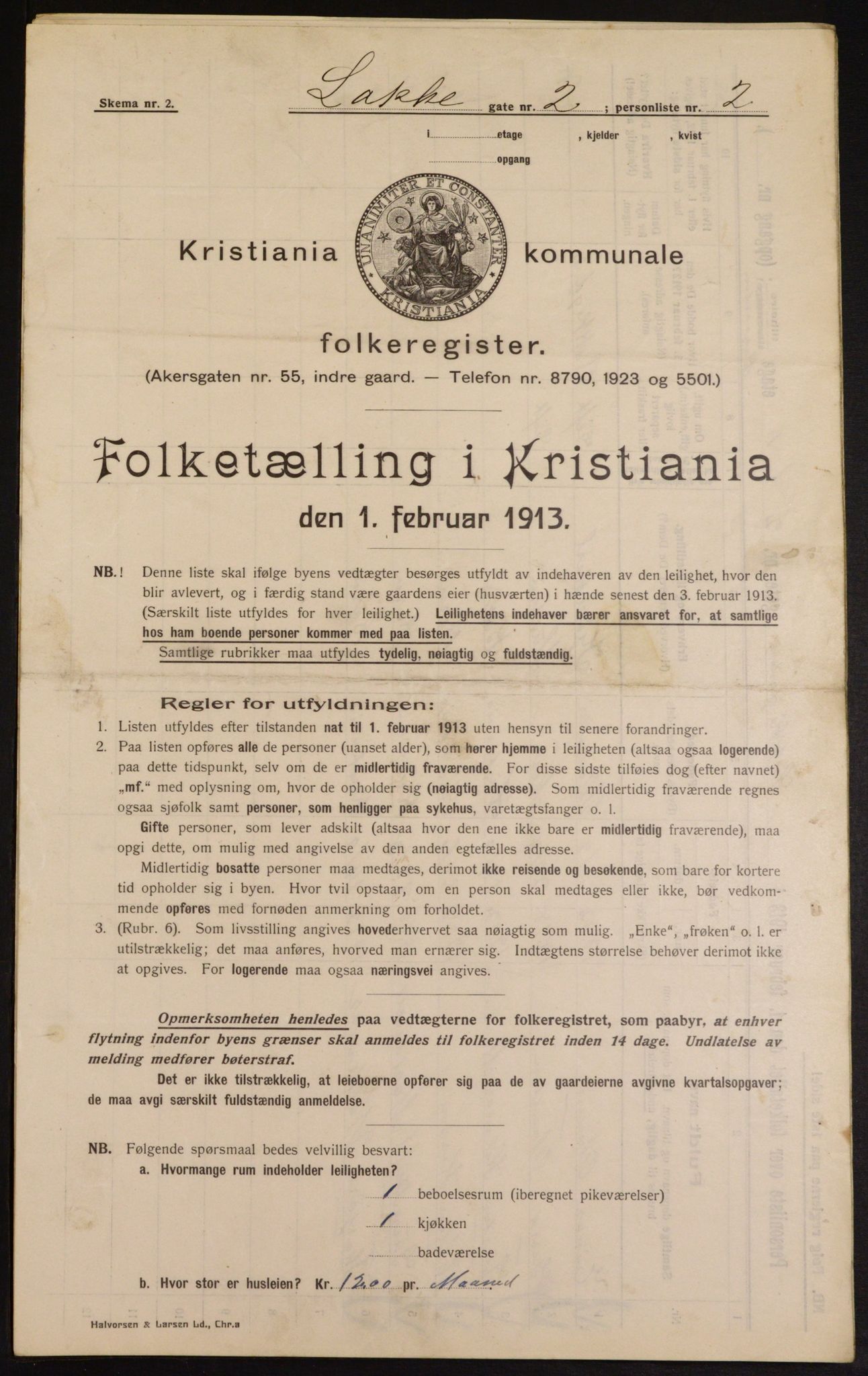 OBA, Municipal Census 1913 for Kristiania, 1913, p. 55031