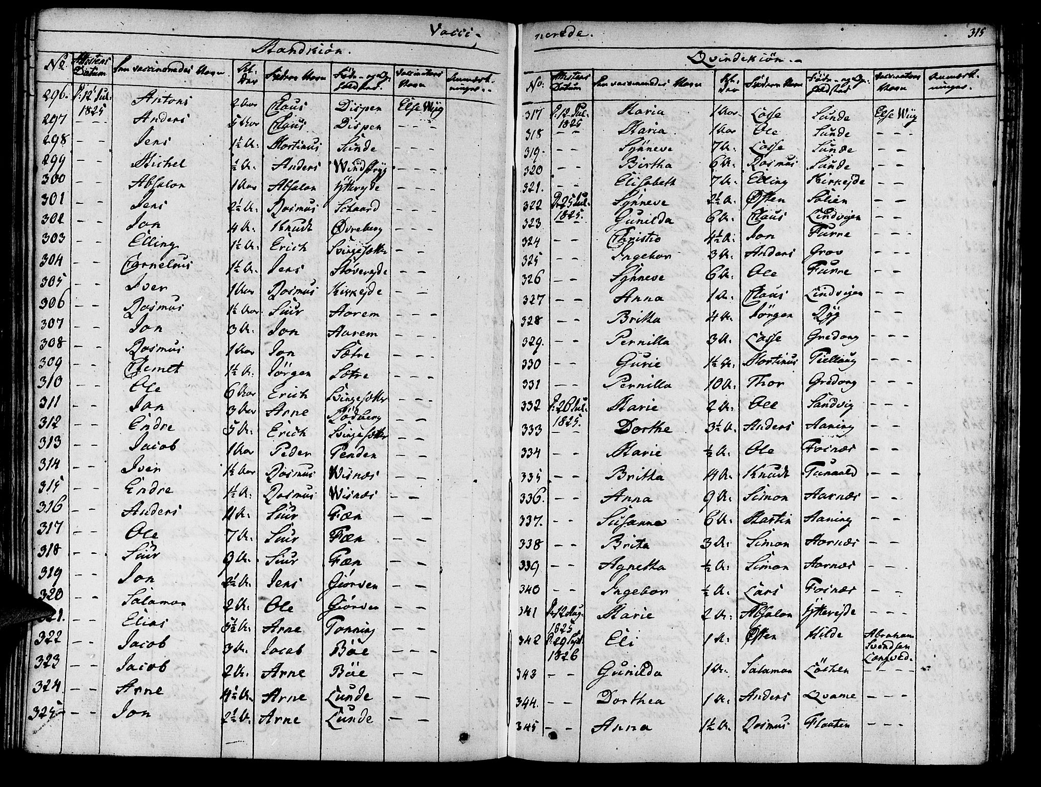 Innvik sokneprestembete, SAB/A-80501: Parish register (official) no. A 3, 1820-1832, p. 315