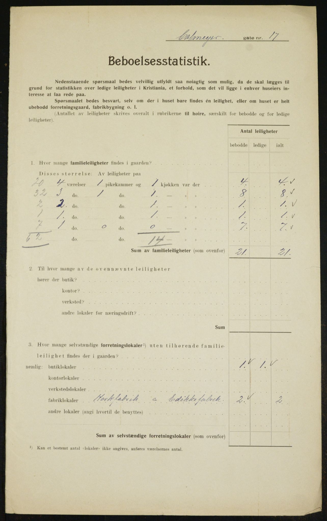 OBA, Municipal Census 1910 for Kristiania, 1910, p. 11045