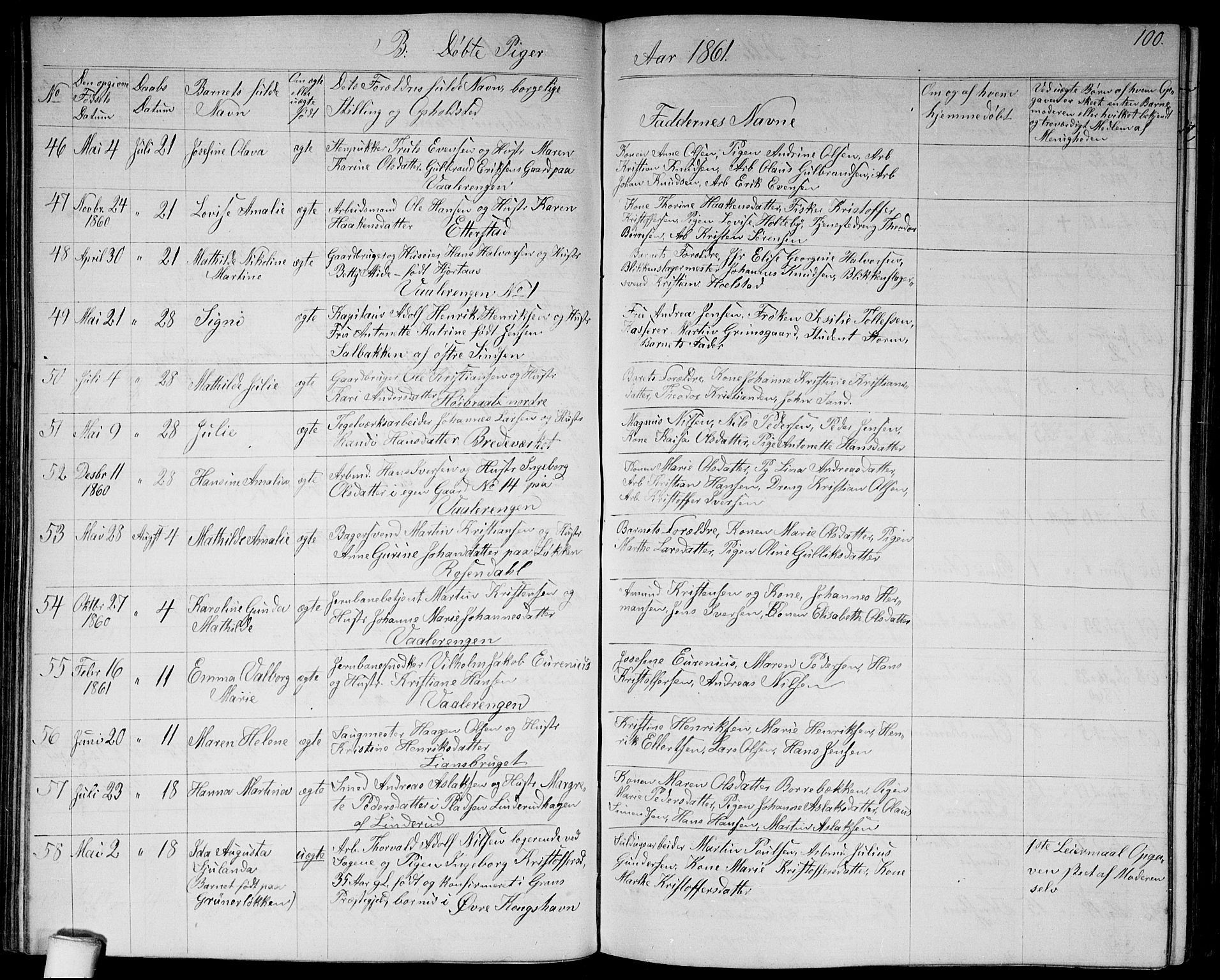 Østre Aker prestekontor Kirkebøker, SAO/A-10840/G/Ga/L0002: Parish register (copy) no. I 2, 1861-1867, p. 100