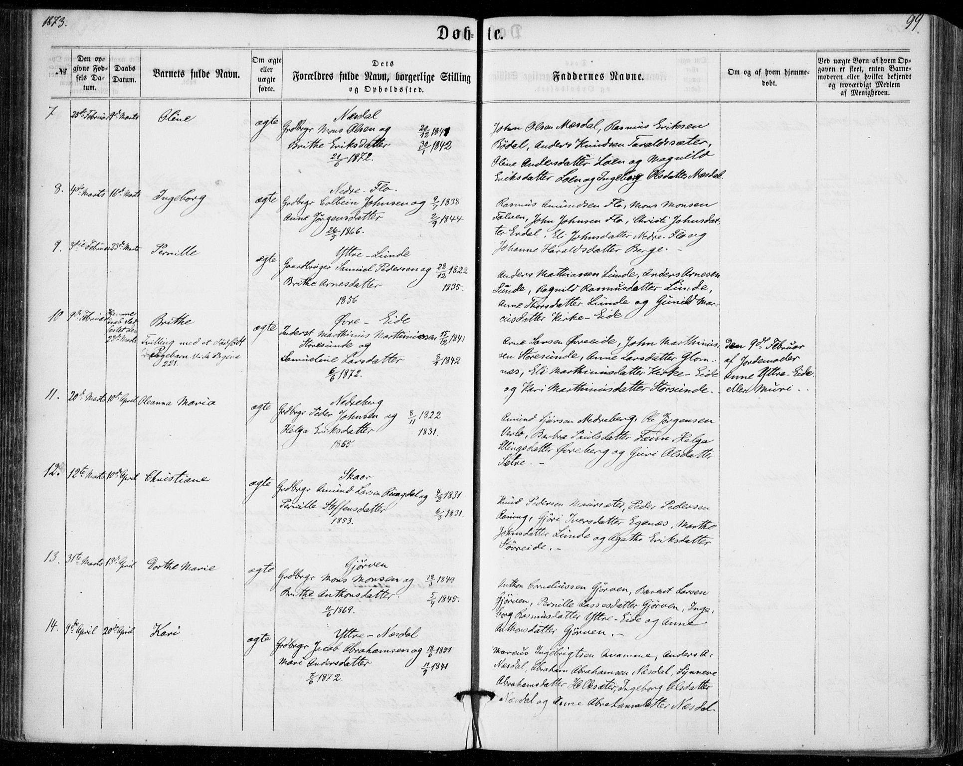 Stryn Sokneprestembete, AV/SAB-A-82501: Parish register (official) no. A 3, 1862-1877, p. 99