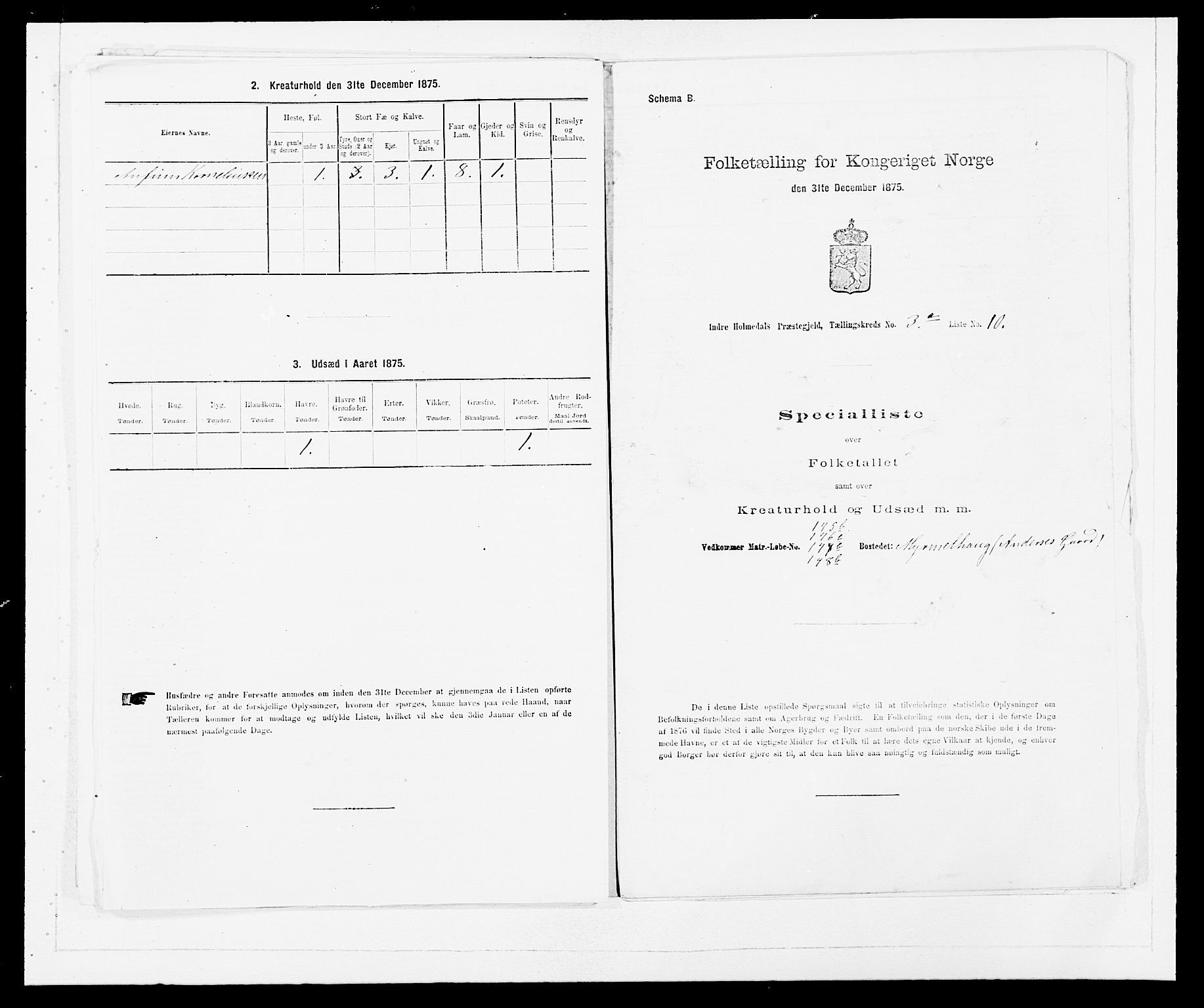 SAB, 1875 census for 1430P Indre Holmedal, 1875, p. 312