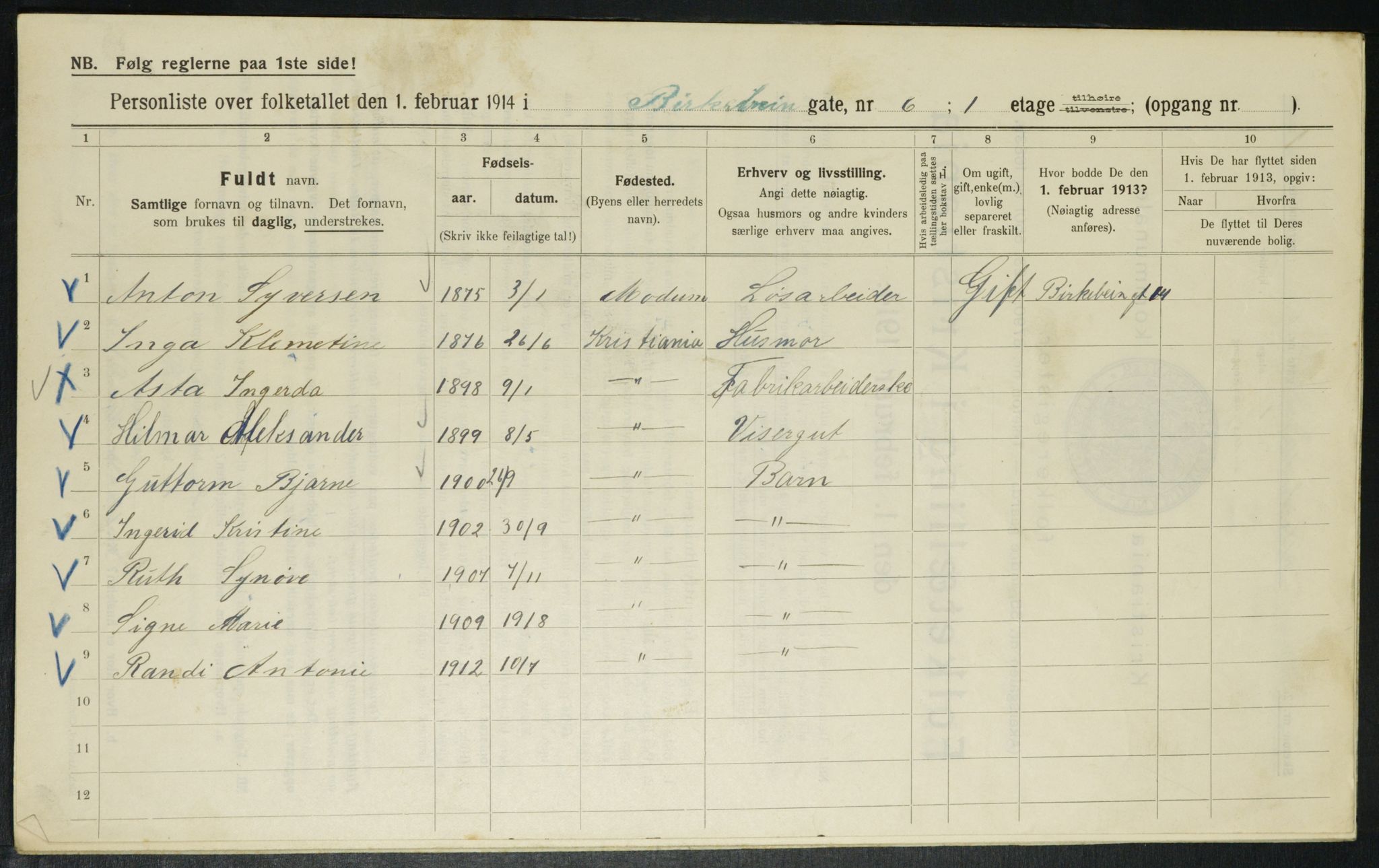 OBA, Municipal Census 1914 for Kristiania, 1914, p. 4946