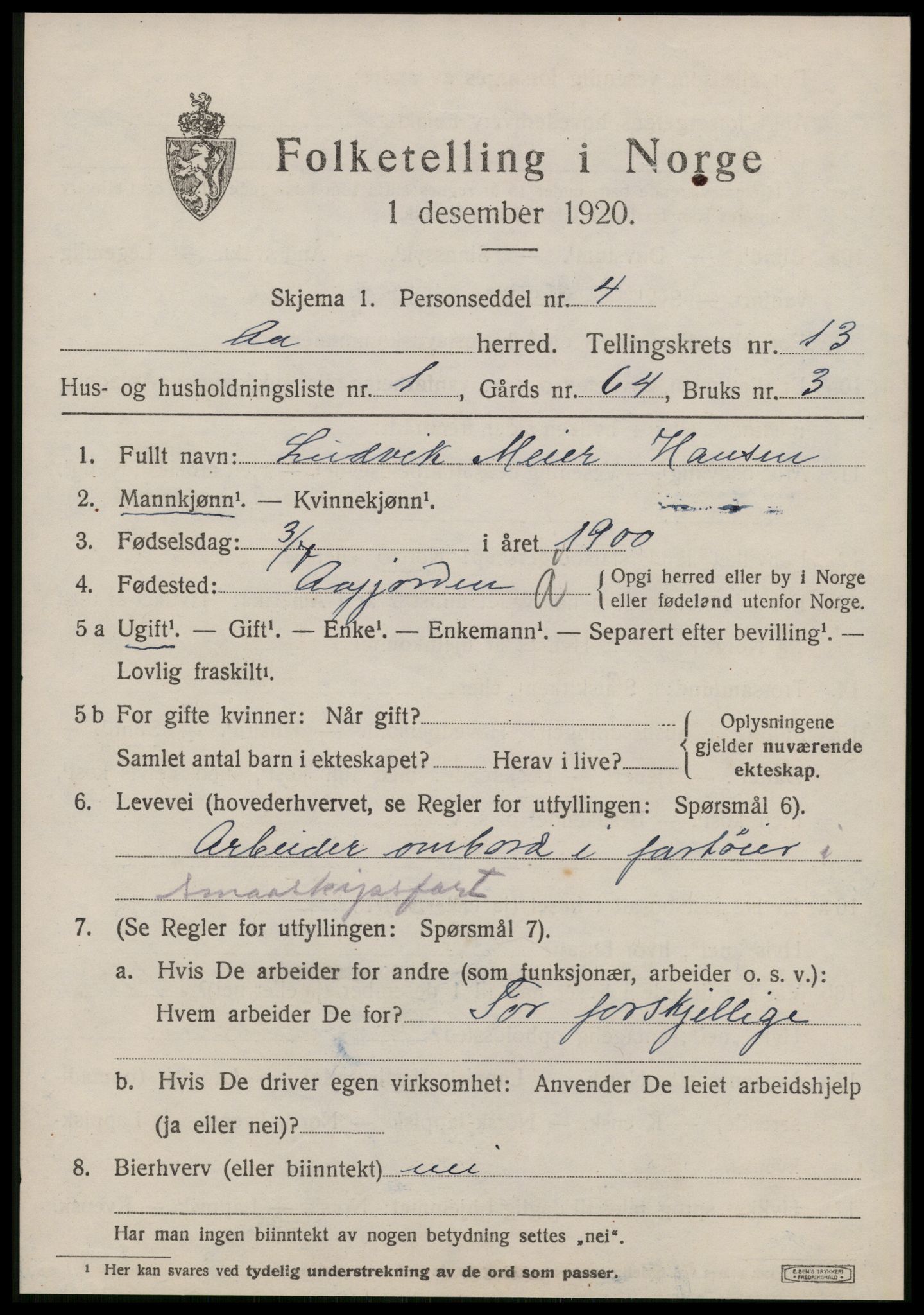 SAT, 1920 census for Å, 1920, p. 5500