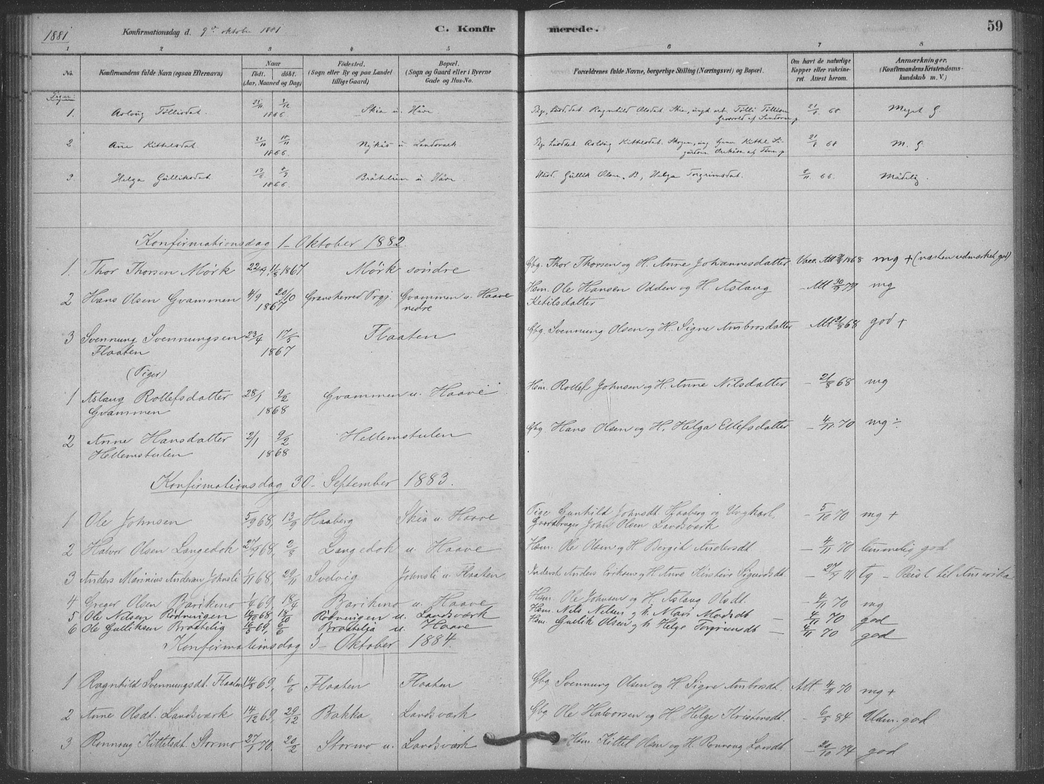 Heddal kirkebøker, AV/SAKO-A-268/F/Fb/L0002: Parish register (official) no. II 2, 1878-1913, p. 59