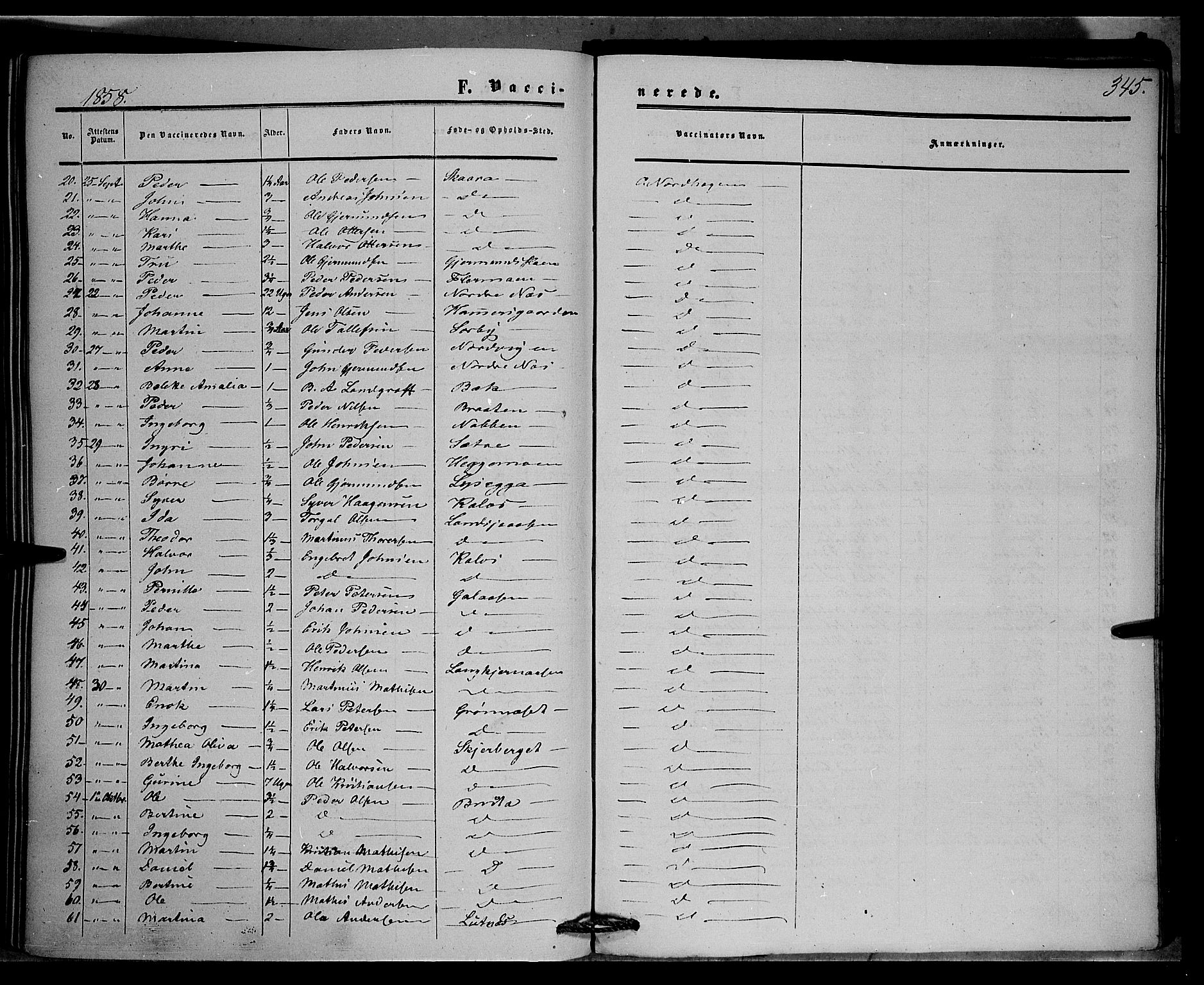 Trysil prestekontor, AV/SAH-PREST-046/H/Ha/Haa/L0005: Parish register (official) no. 5, 1851-1865, p. 345