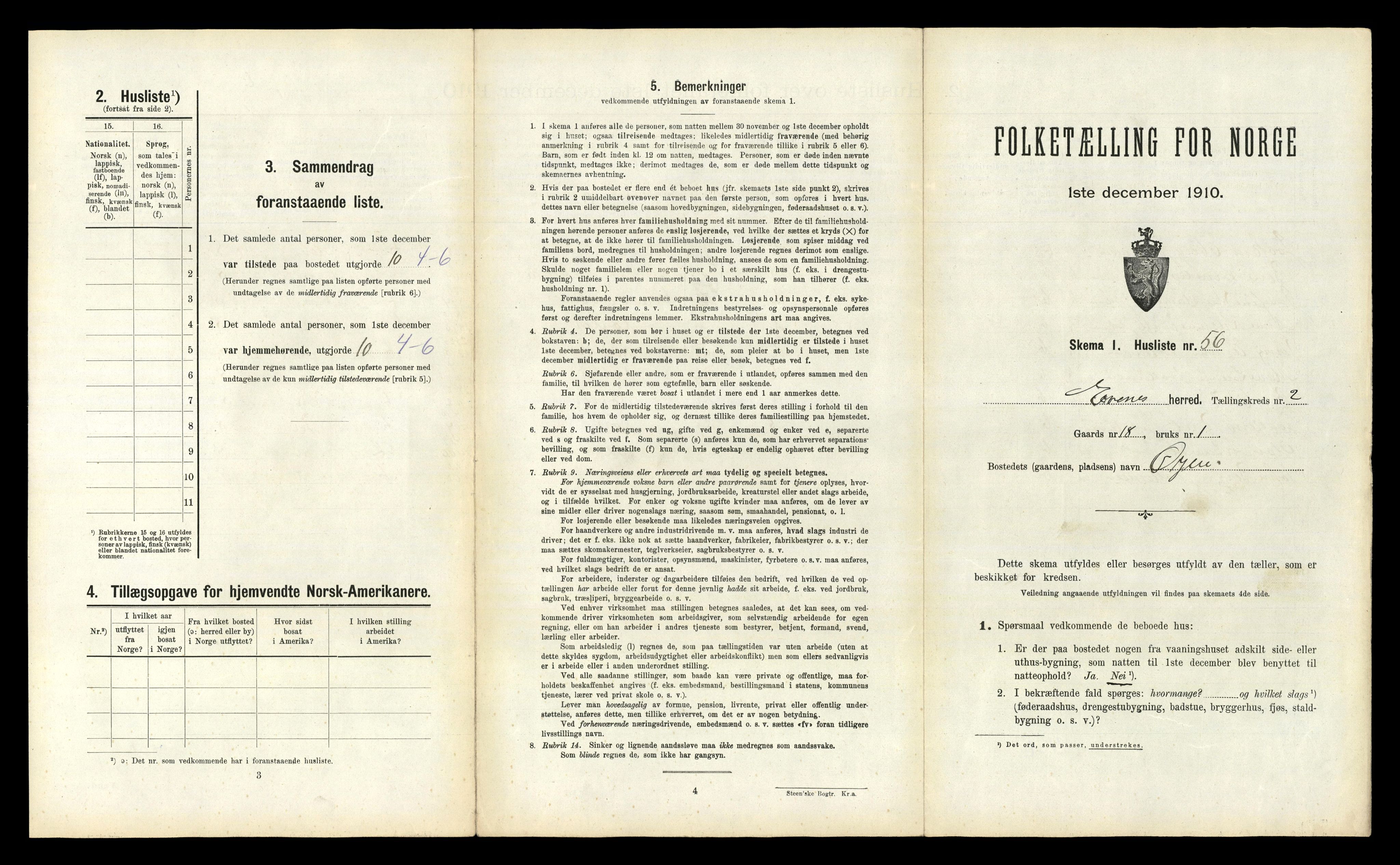 RA, 1910 census for Evenes, 1910, p. 357