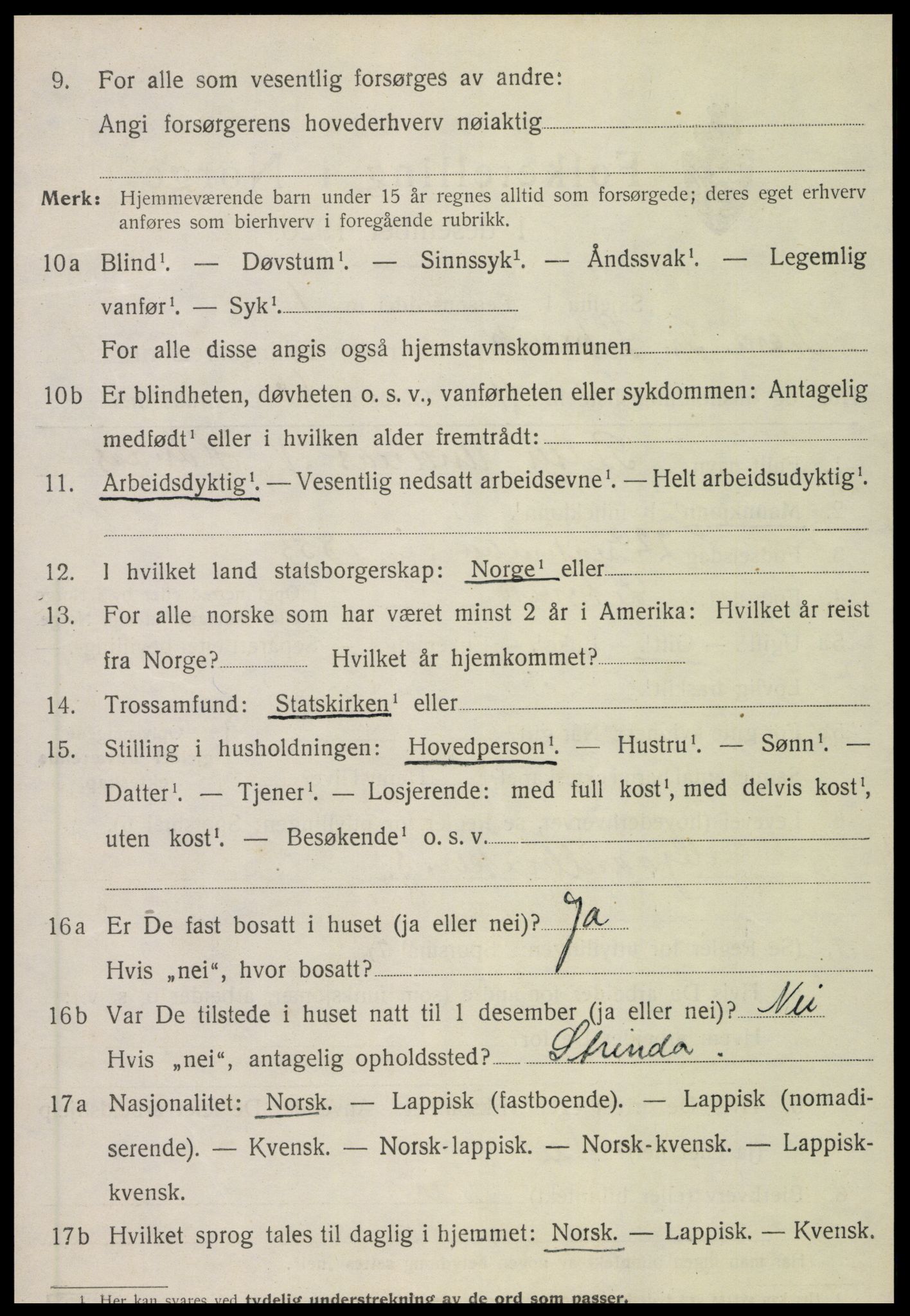 SAT, 1920 census for Leksvik, 1920, p. 4009