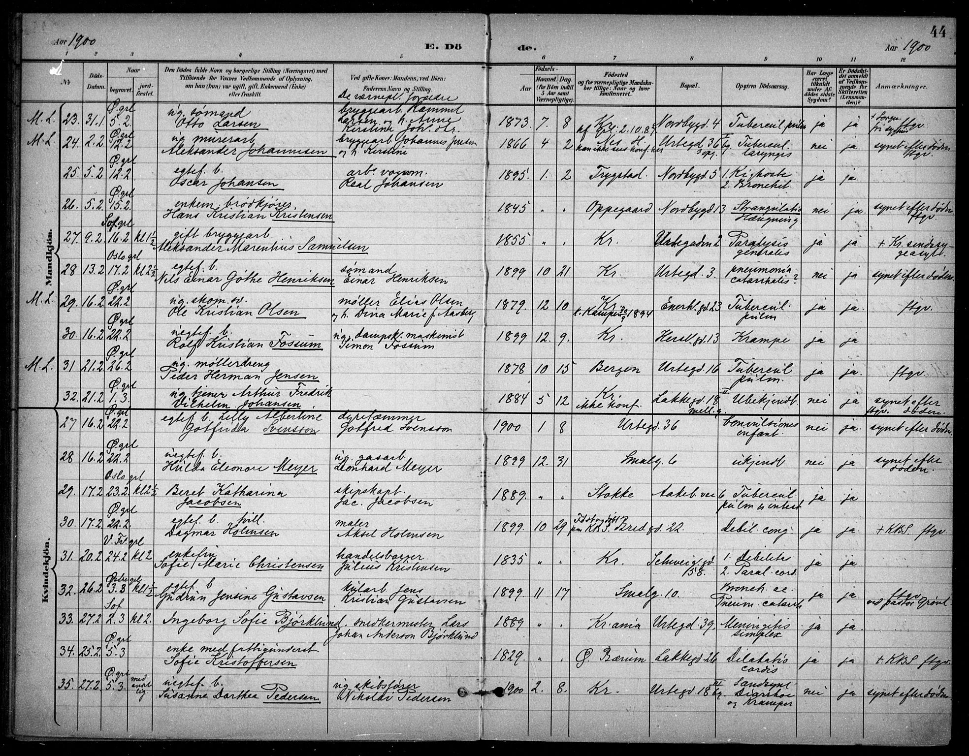 Grønland prestekontor Kirkebøker, SAO/A-10848/F/Fa/L0016: Parish register (official) no. 16, 1898-1918, p. 44