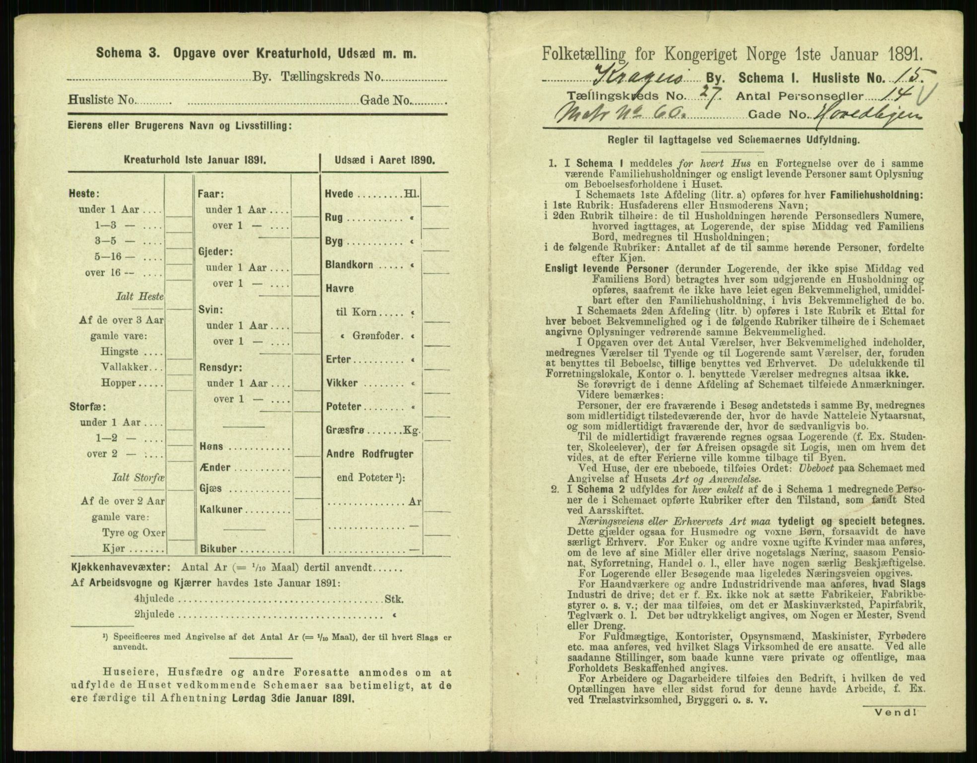 RA, 1891 census for 0801 Kragerø, 1891, p. 1014