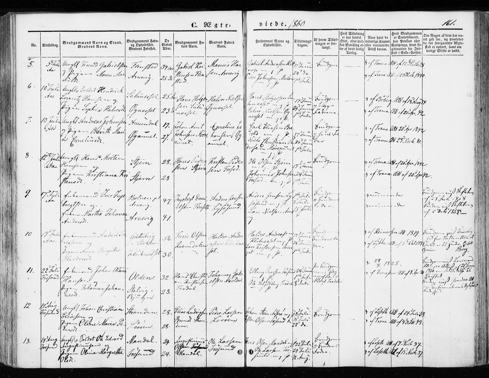 Ministerialprotokoller, klokkerbøker og fødselsregistre - Sør-Trøndelag, SAT/A-1456/655/L0677: Parish register (official) no. 655A06, 1847-1860, p. 161