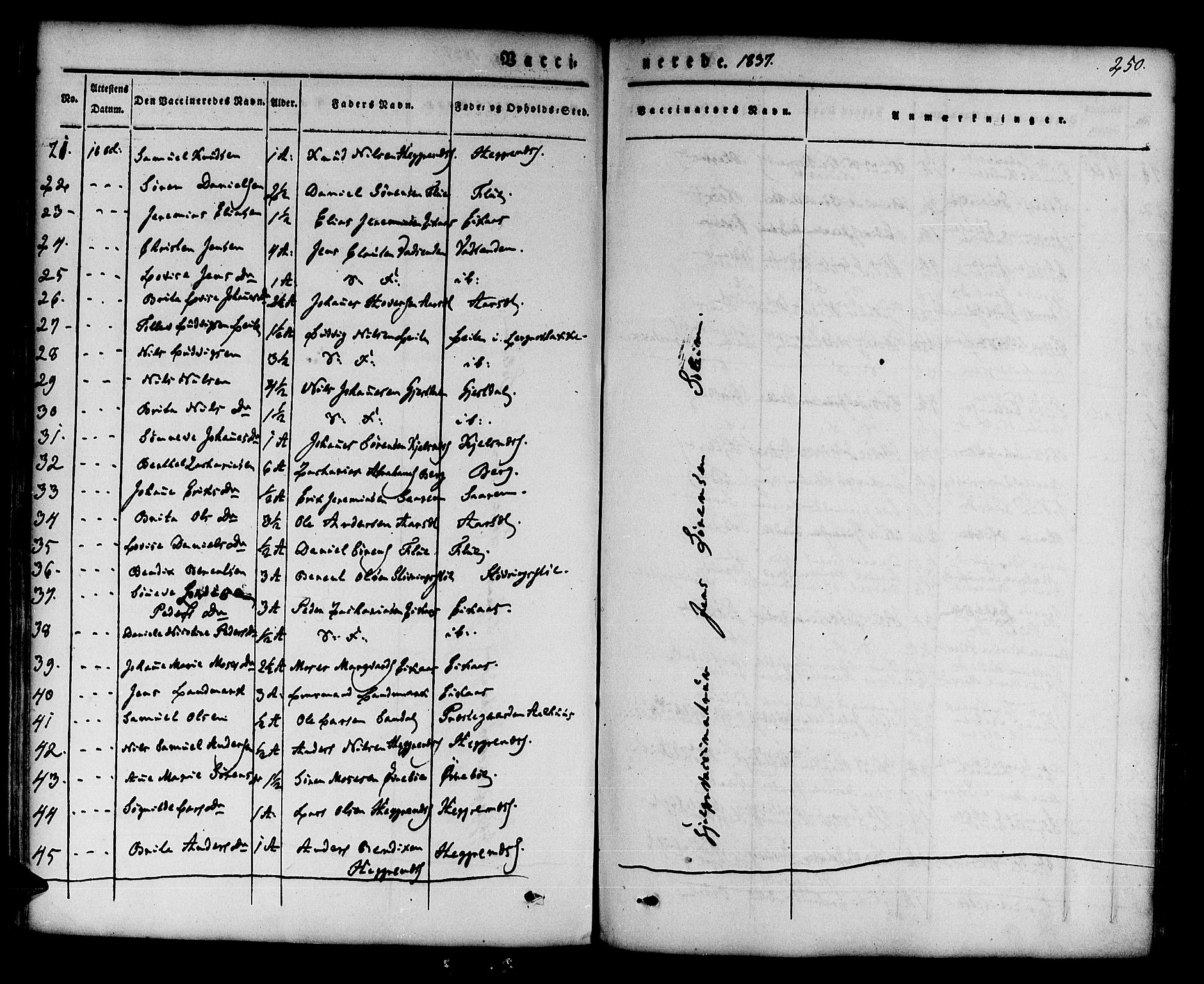 Jølster sokneprestembete, AV/SAB-A-80701/H/Haa/Haaa/L0009: Parish register (official) no. A 9, 1833-1848, p. 250