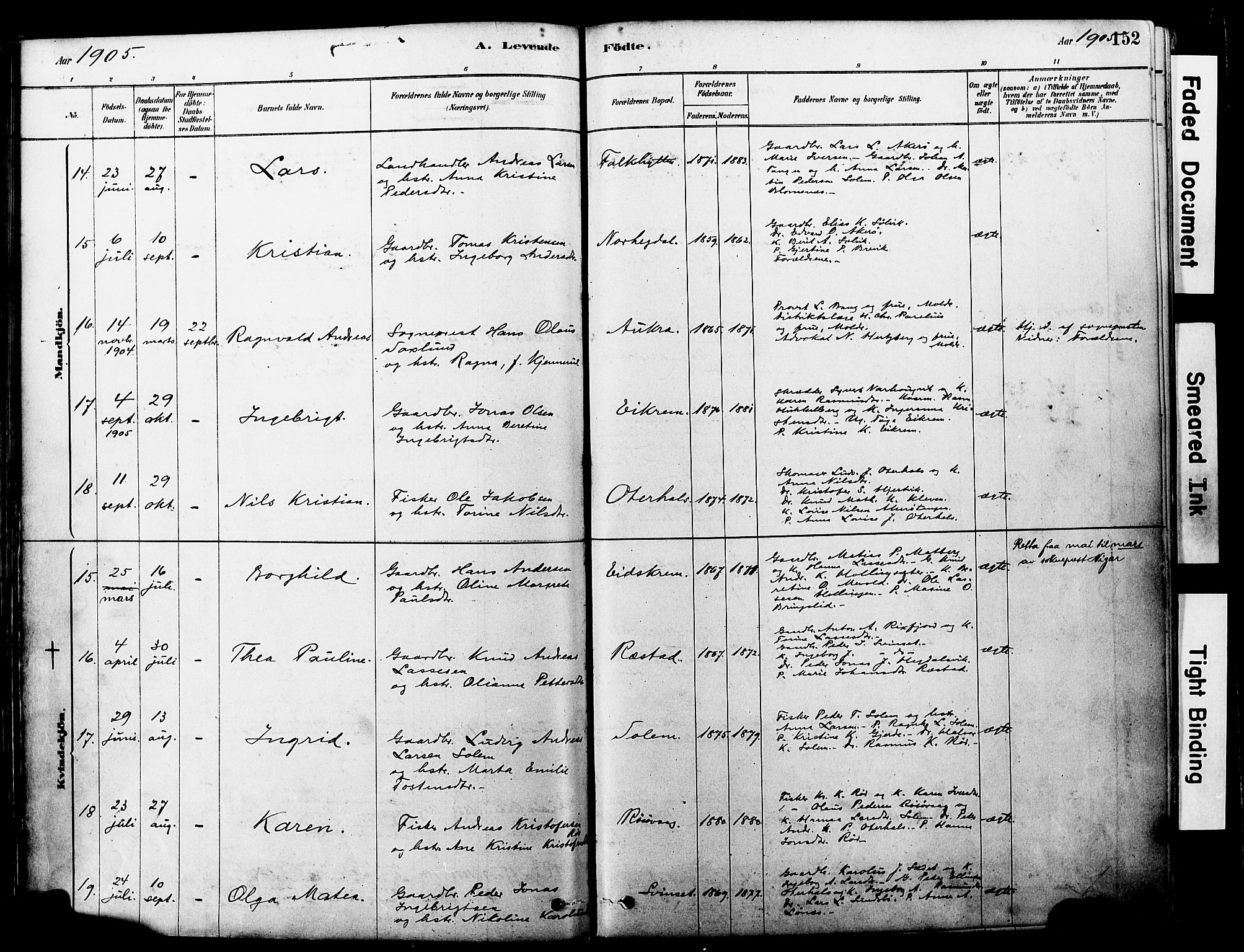 Ministerialprotokoller, klokkerbøker og fødselsregistre - Møre og Romsdal, AV/SAT-A-1454/560/L0721: Parish register (official) no. 560A05, 1878-1917, p. 152