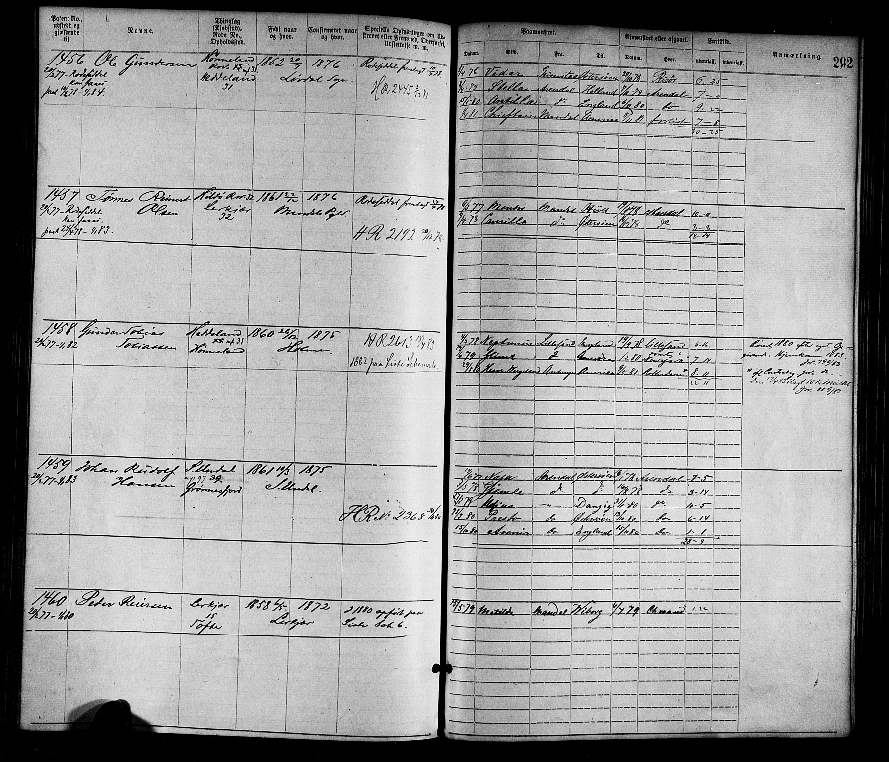 Mandal mønstringskrets, SAK/2031-0016/F/Fa/L0001: Annotasjonsrulle nr 1-1920 med register, L-3, 1869-1881, p. 329