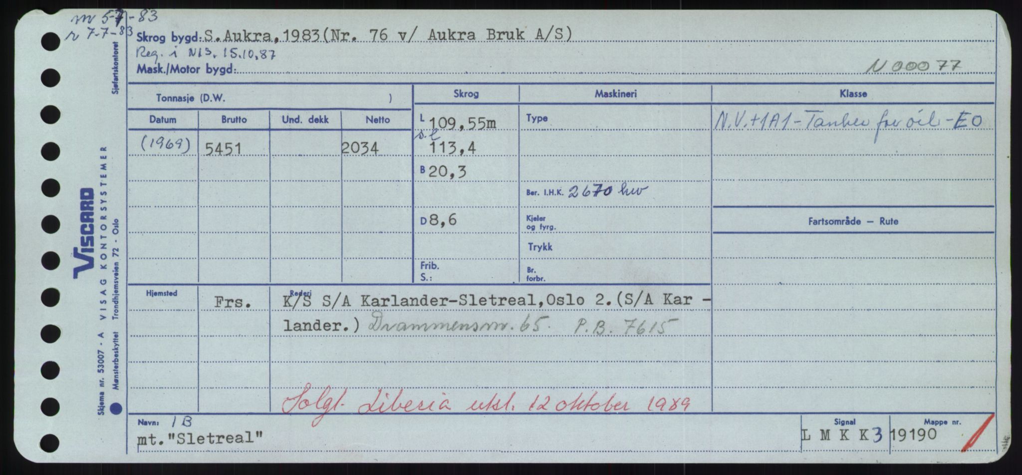 Sjøfartsdirektoratet med forløpere, Skipsmålingen, RA/S-1627/H/Hd/L0034: Fartøy, Sk-Slå, p. 437