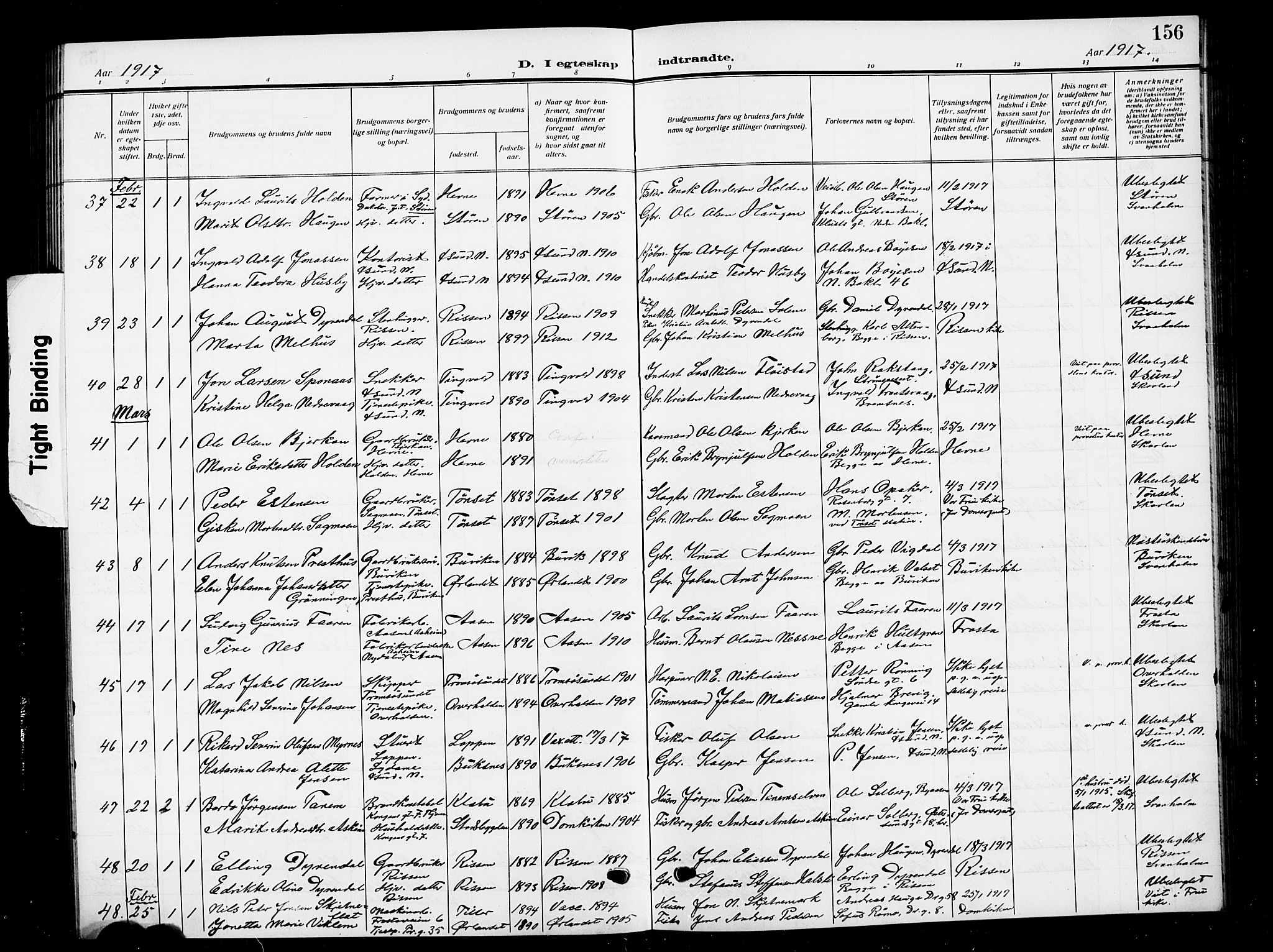 Ministerialprotokoller, klokkerbøker og fødselsregistre - Sør-Trøndelag, SAT/A-1456/601/L0097: Parish register (copy) no. 601C15, 1911-1921, p. 156