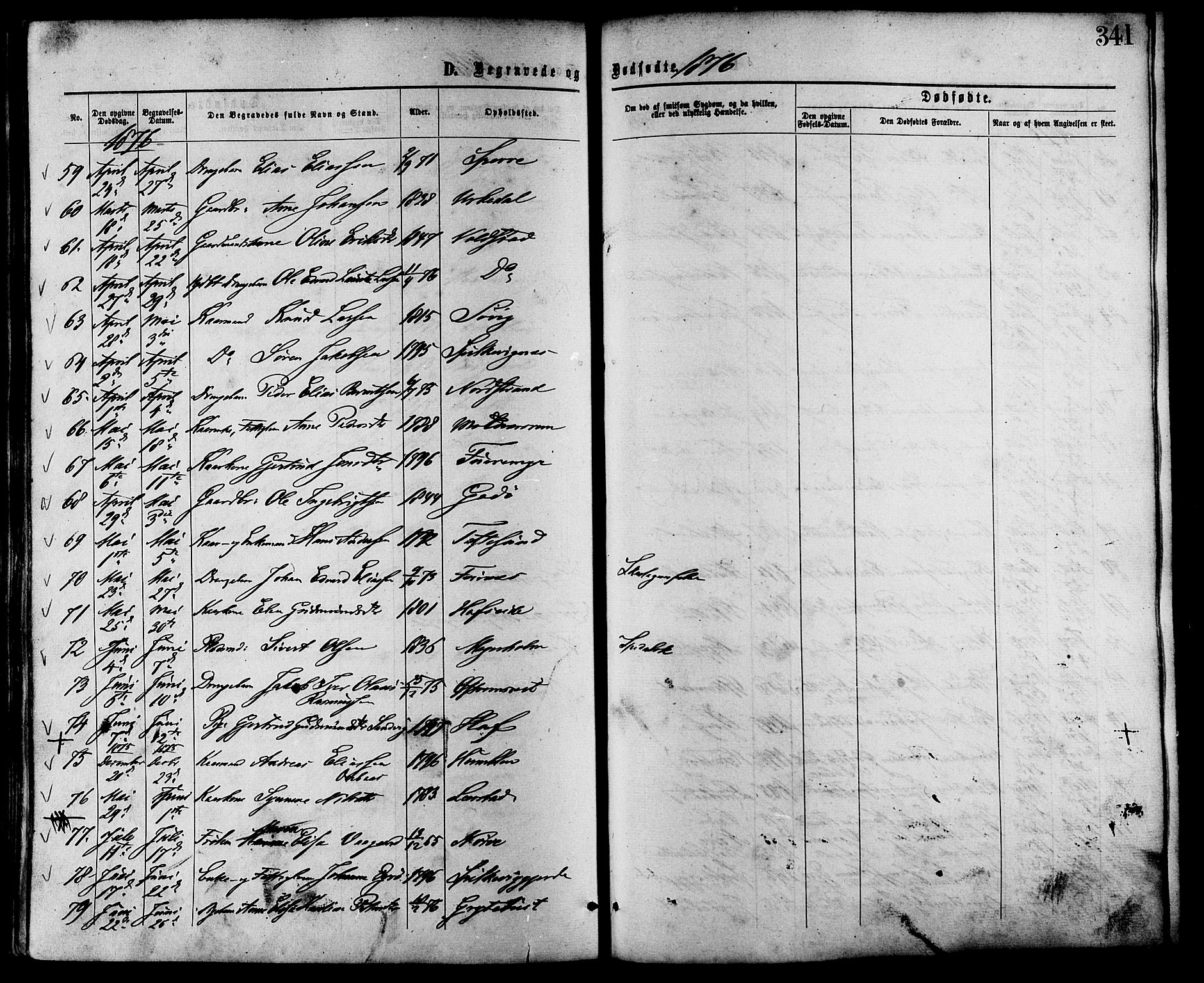 Ministerialprotokoller, klokkerbøker og fødselsregistre - Møre og Romsdal, AV/SAT-A-1454/528/L0399: Parish register (official) no. 528A10, 1864-1879, p. 341