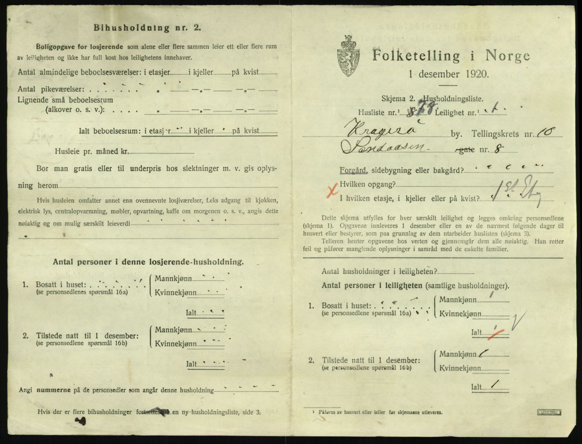 SAKO, 1920 census for Kragerø, 1920, p. 4383