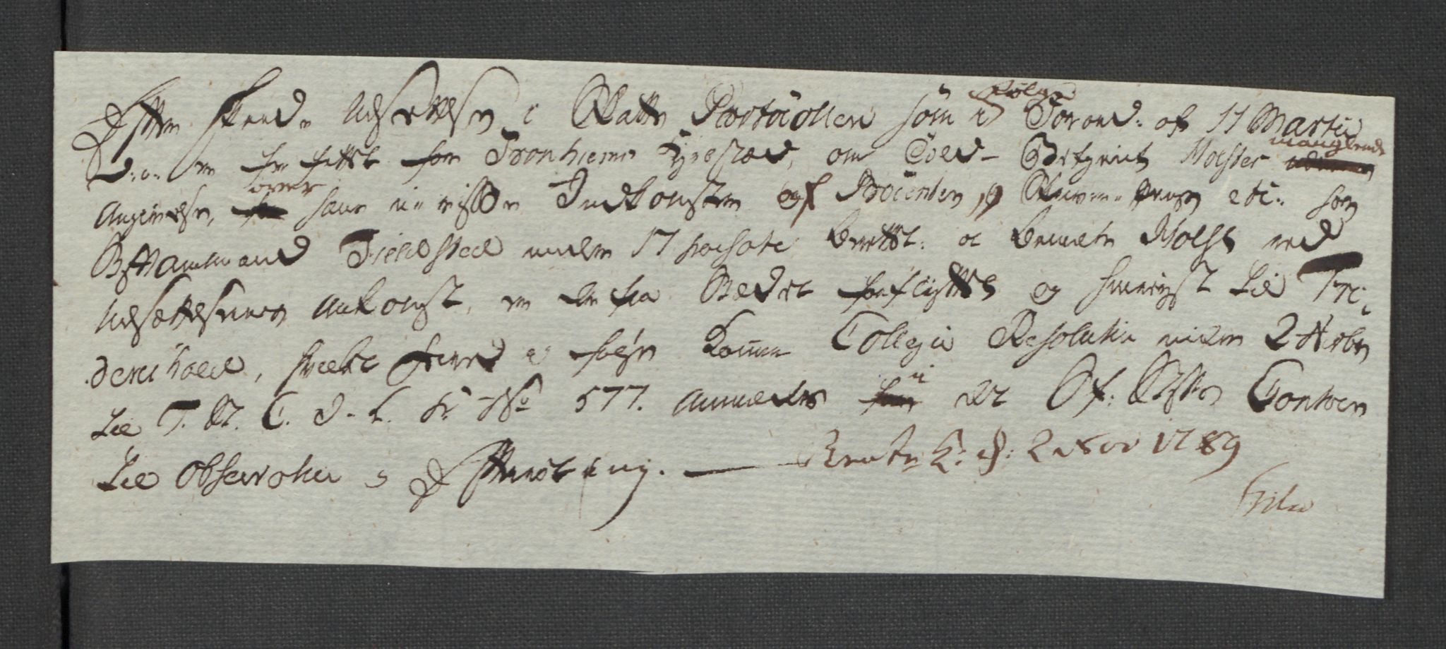 Rentekammeret inntil 1814, Reviderte regnskaper, Mindre regnskaper, AV/RA-EA-4068/Rf/Rfe/L0052:  Trondheim, 1789, p. 276