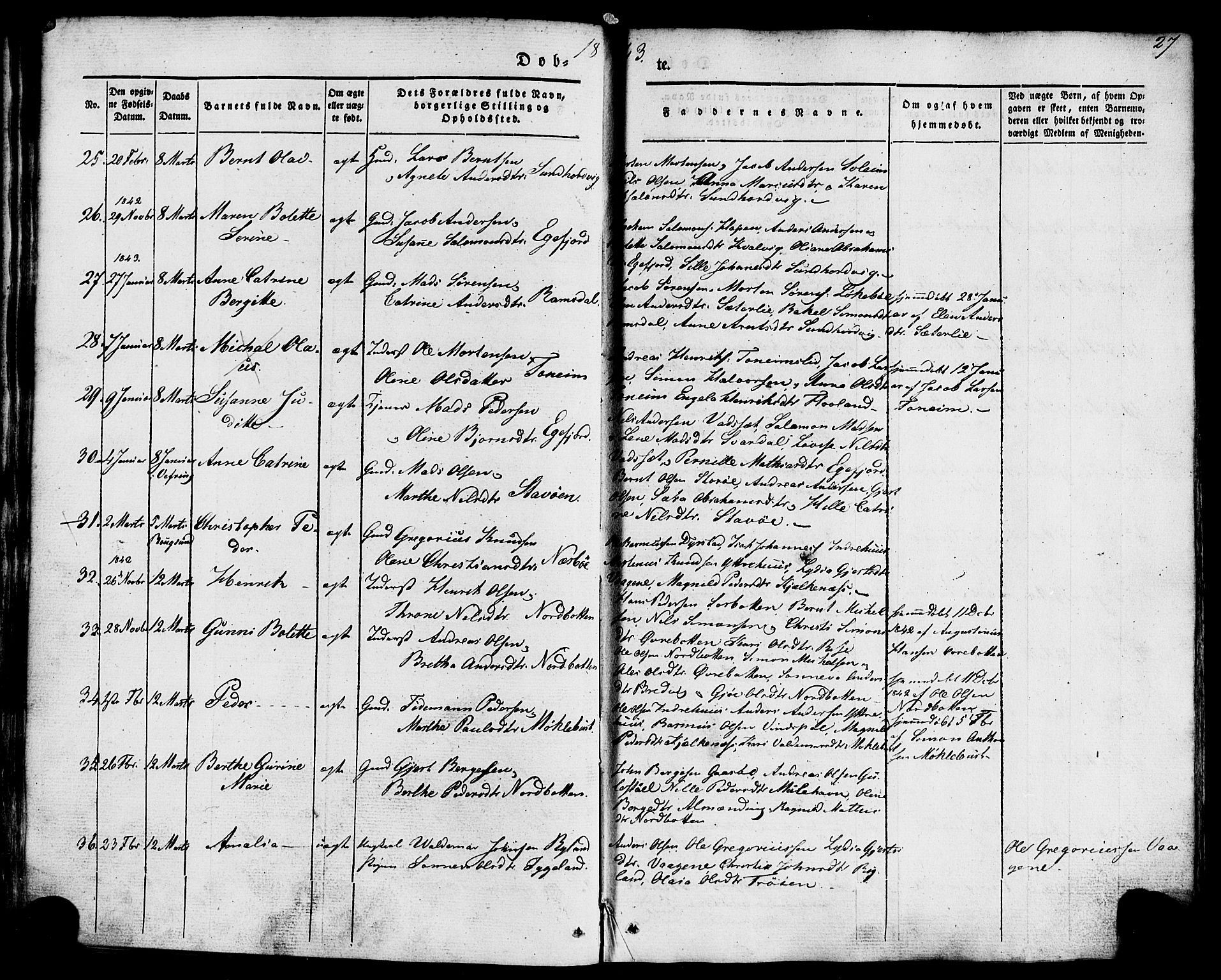 Kinn sokneprestembete, AV/SAB-A-80801/H/Haa/Haaa/L0005: Parish register (official) no. A 5, 1841-1857, p. 27