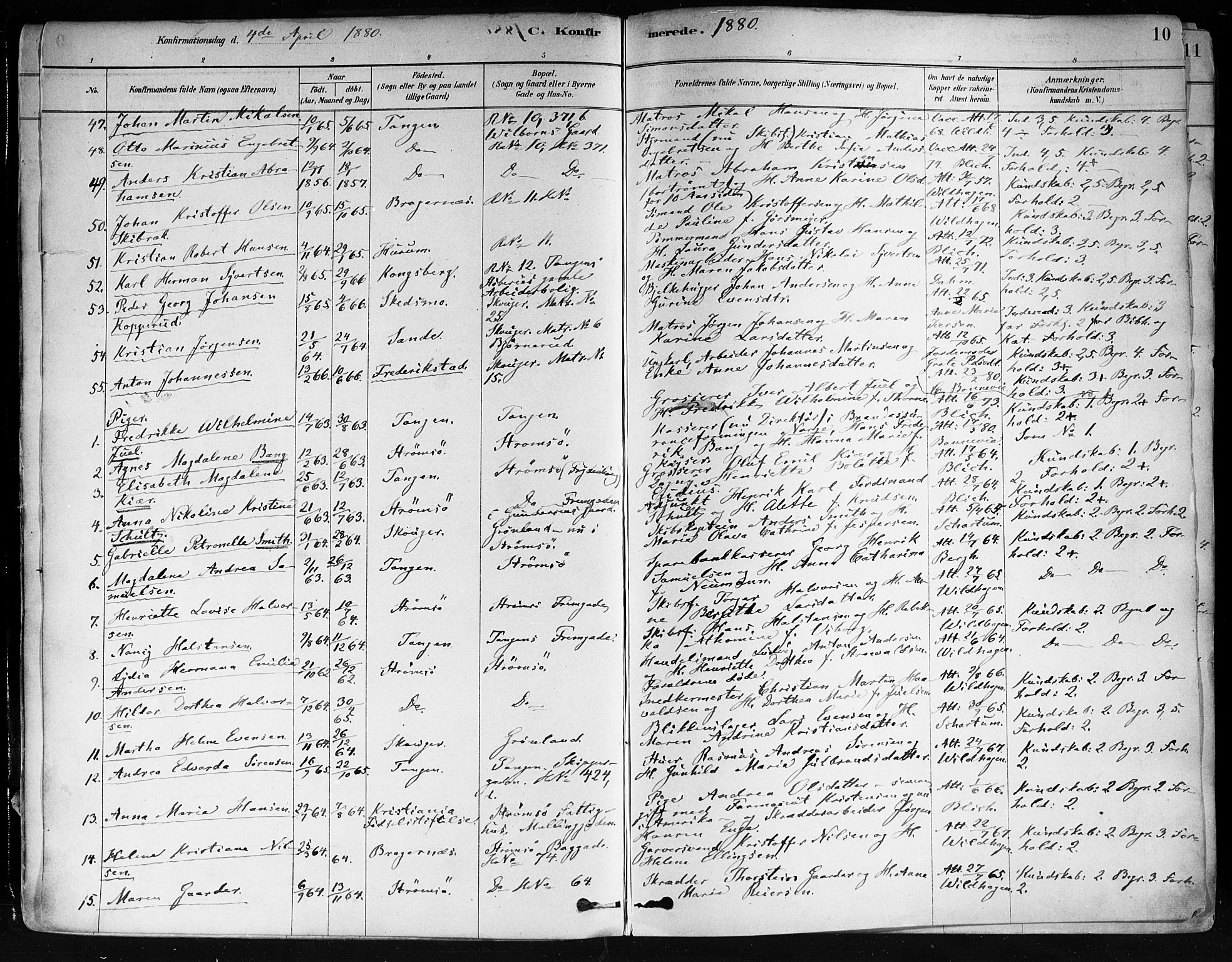 Strømsø kirkebøker, AV/SAKO-A-246/F/Fa/L0022: Parish register (official) no. I 22, 1879-1899, p. 10