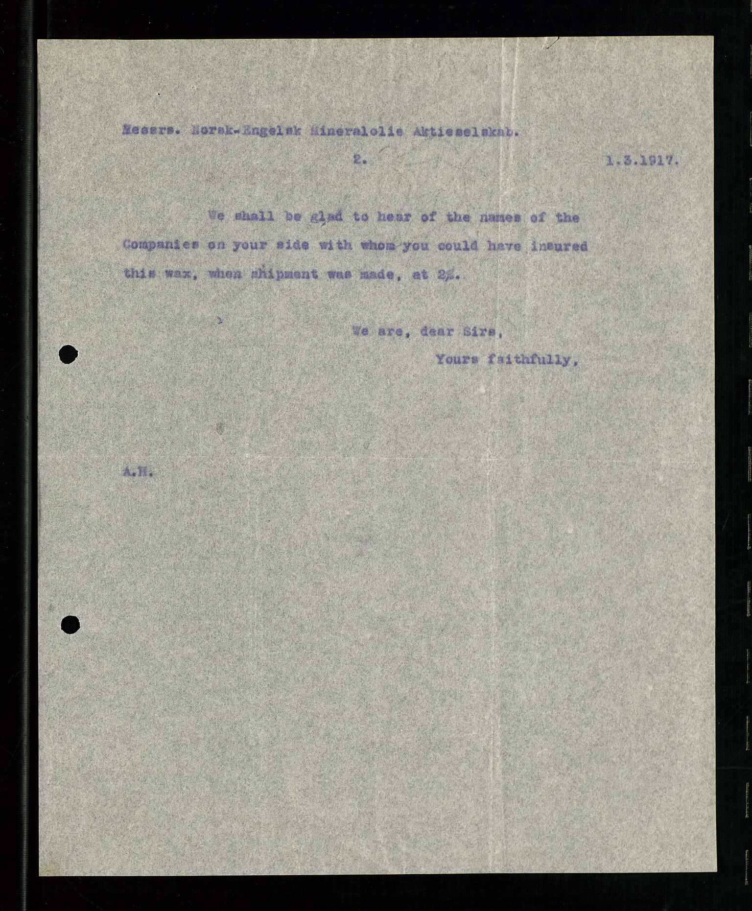 Pa 1521 - A/S Norske Shell, AV/SAST-A-101915/E/Ea/Eaa/L0001: Sjefskorrespondanse, 1917, p. 616