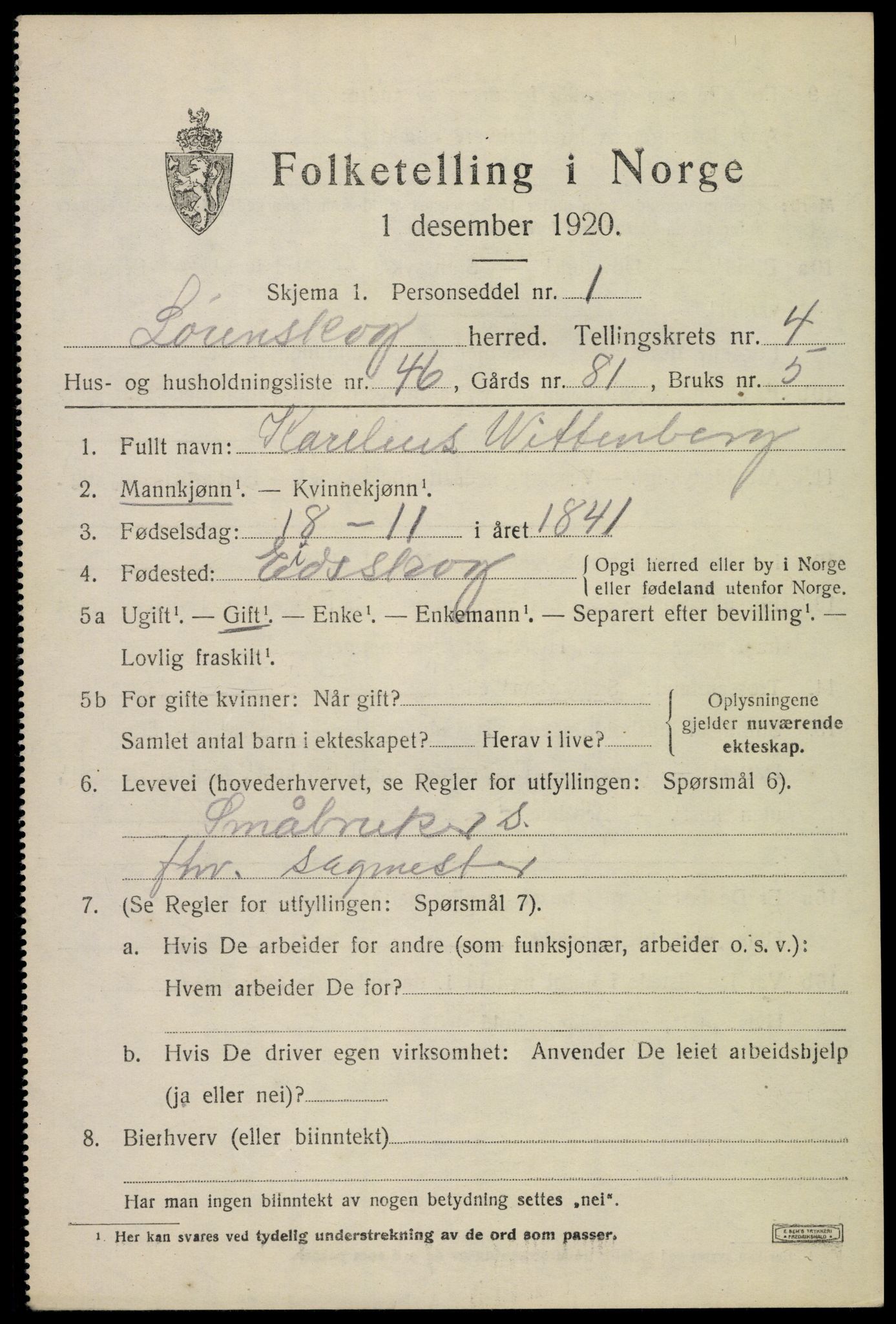 SAO, 1920 census for Lørenskog, 1920, p. 4081