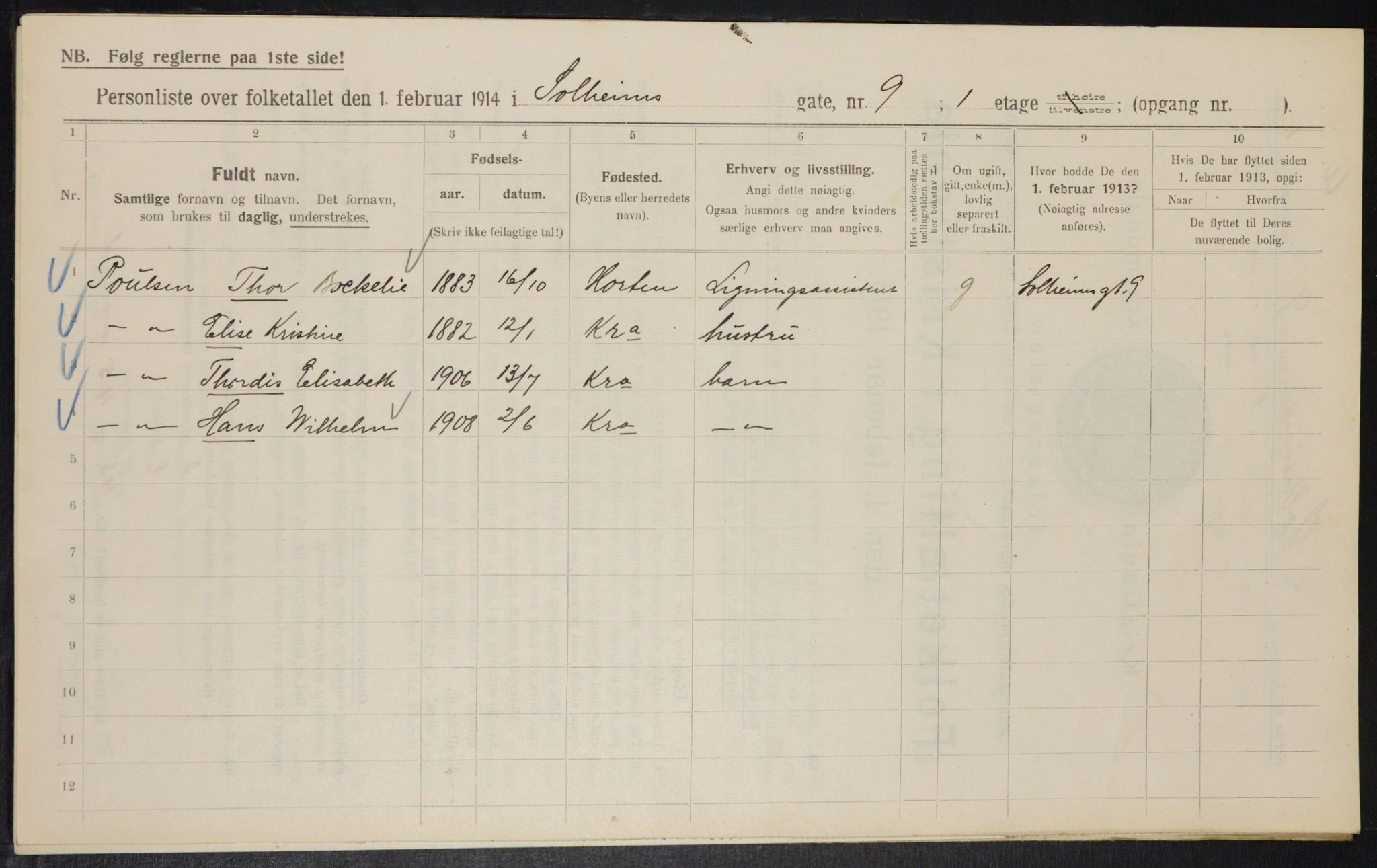 OBA, Municipal Census 1914 for Kristiania, 1914, p. 99484