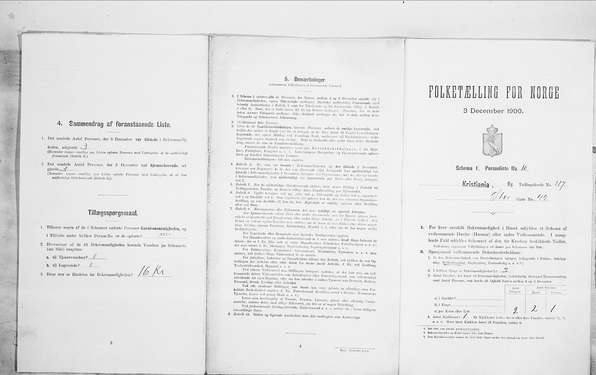 SAO, 1900 census for Kristiania, 1900, p. 92695