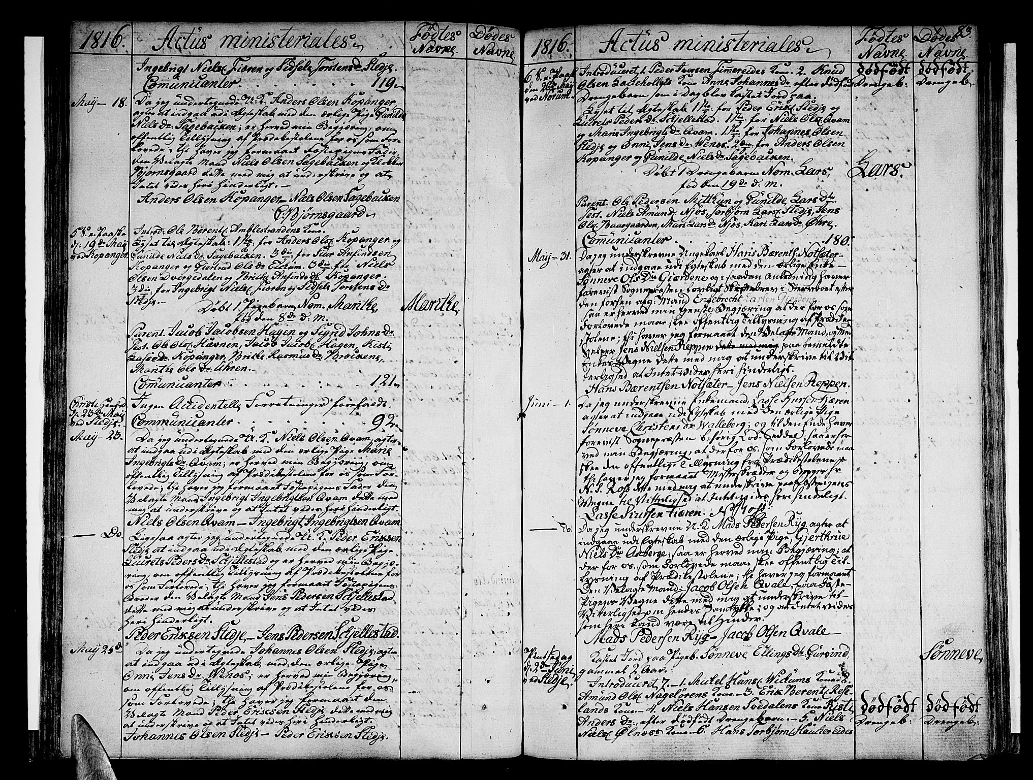 Sogndal sokneprestembete, AV/SAB-A-81301/H/Haa/Haaa/L0009: Parish register (official) no. A 9, 1809-1821, p. 83