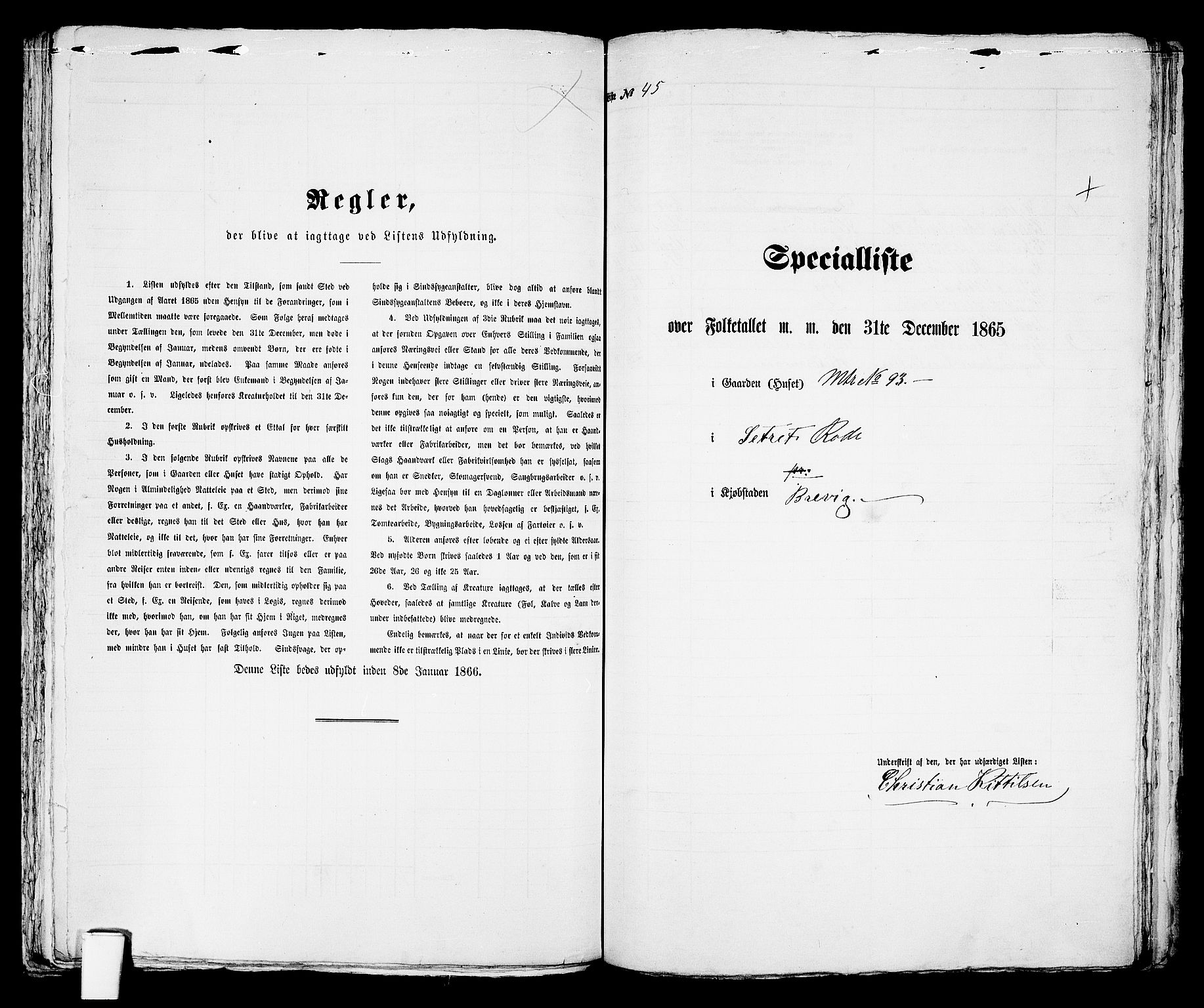 RA, 1865 census for Brevik, 1865, p. 300