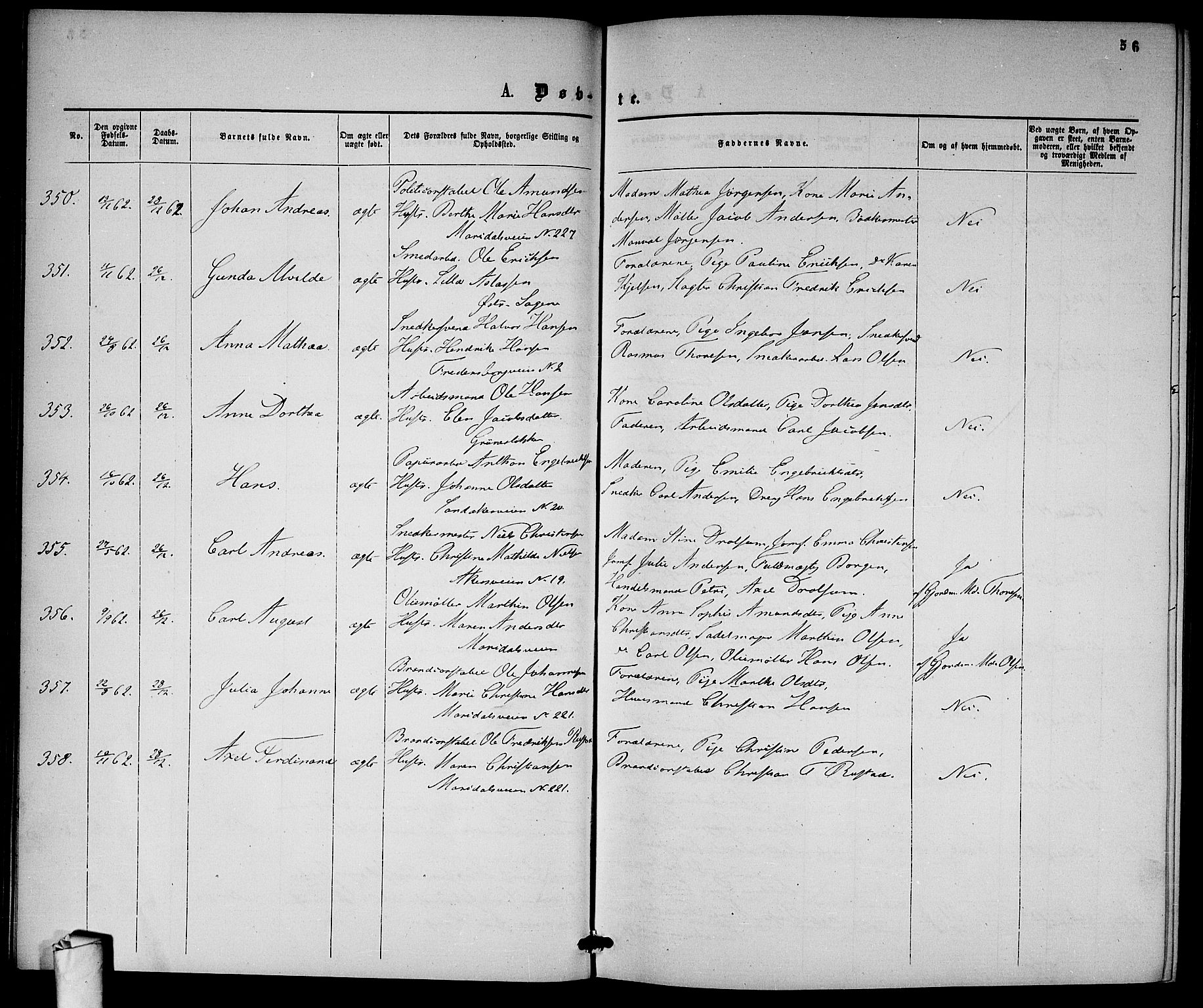 Gamle Aker prestekontor Kirkebøker, AV/SAO-A-10617a/G/L0001: Parish register (copy) no. 1, 1861-1868, p. 56