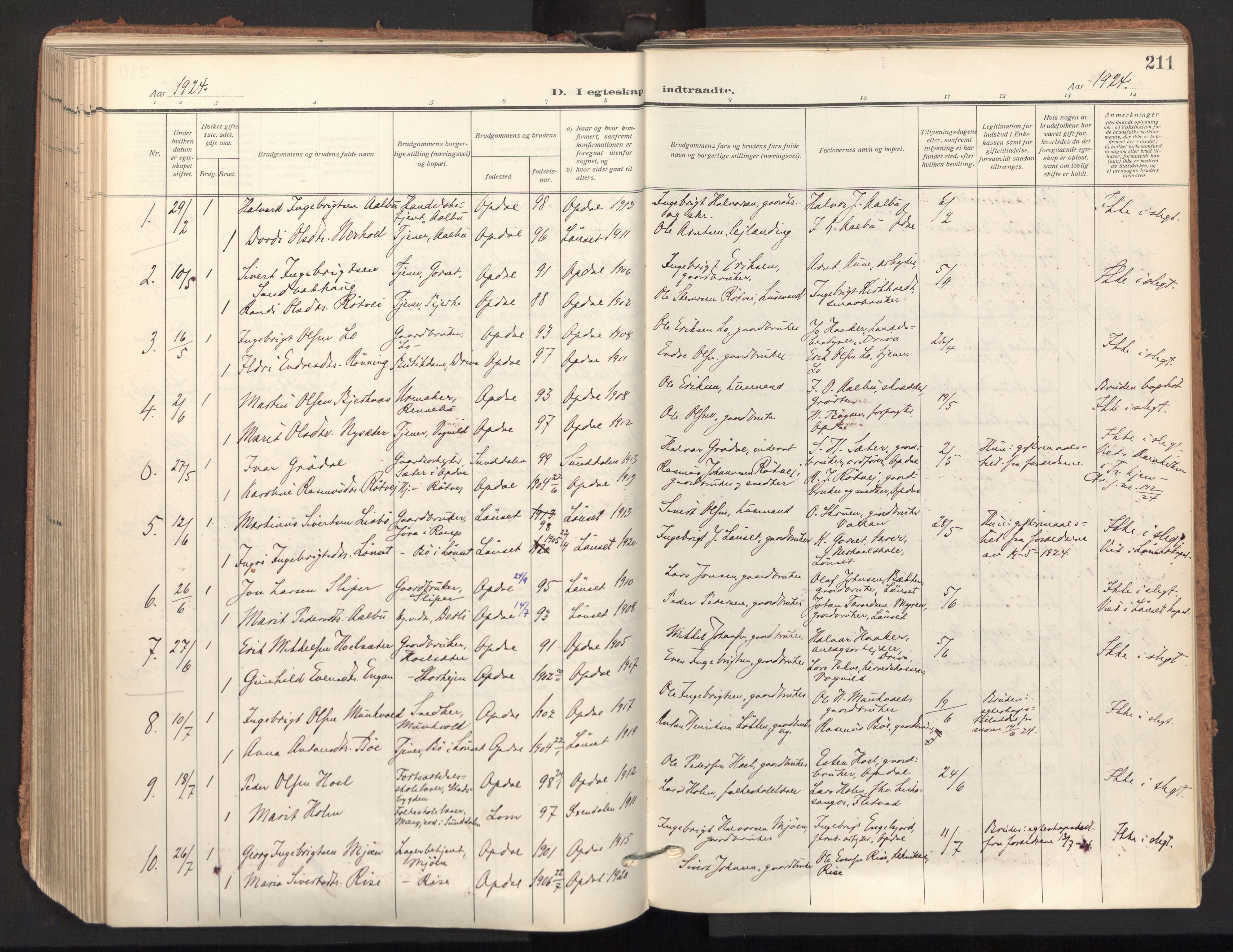 Ministerialprotokoller, klokkerbøker og fødselsregistre - Sør-Trøndelag, SAT/A-1456/678/L0909: Parish register (official) no. 678A17, 1912-1930, p. 211