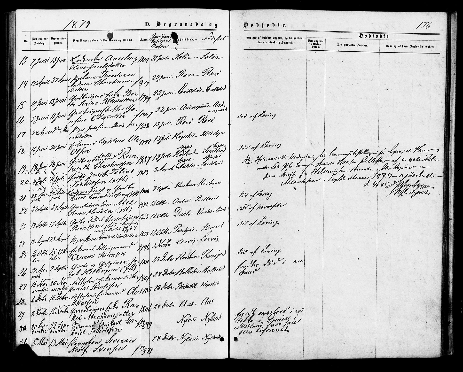 Lyngdal sokneprestkontor, SAK/1111-0029/F/Fa/Faa/L0003: Parish register (official) no. A 3, 1871-1882, p. 176