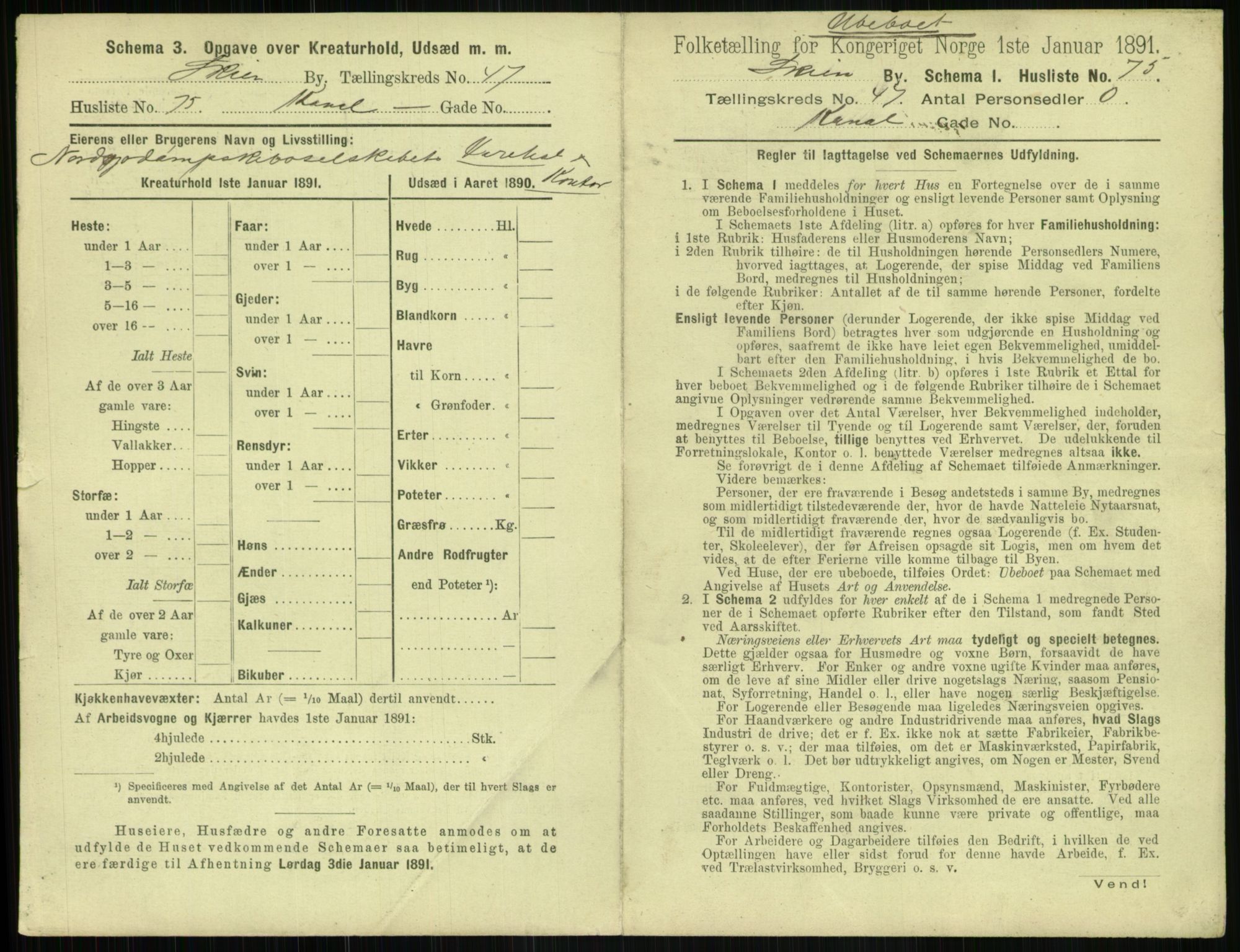 RA, 1891 census for 0806 Skien, 1891, p. 1778