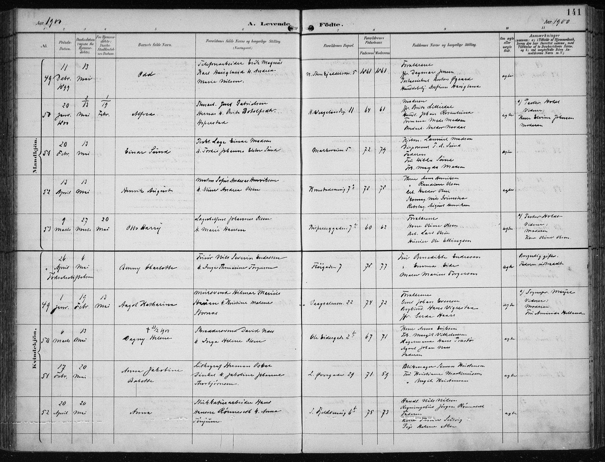 Korskirken sokneprestembete, SAB/A-76101/H/Hab: Parish register (copy) no. B 10, 1896-1905, p. 141