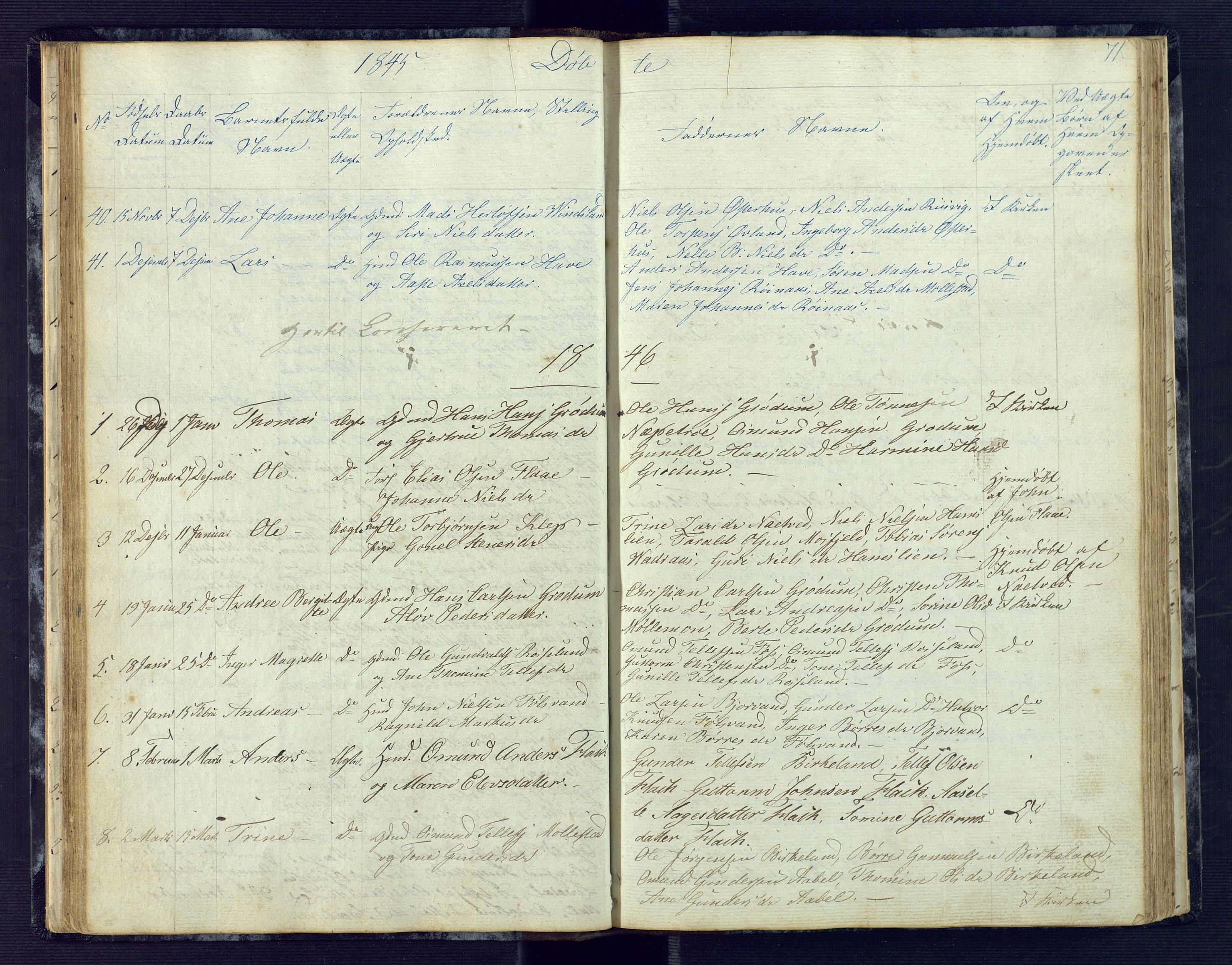 Birkenes sokneprestkontor, AV/SAK-1111-0004/F/Fb/L0001: Parish register (copy) no. B 1, 1837-1856, p. 71