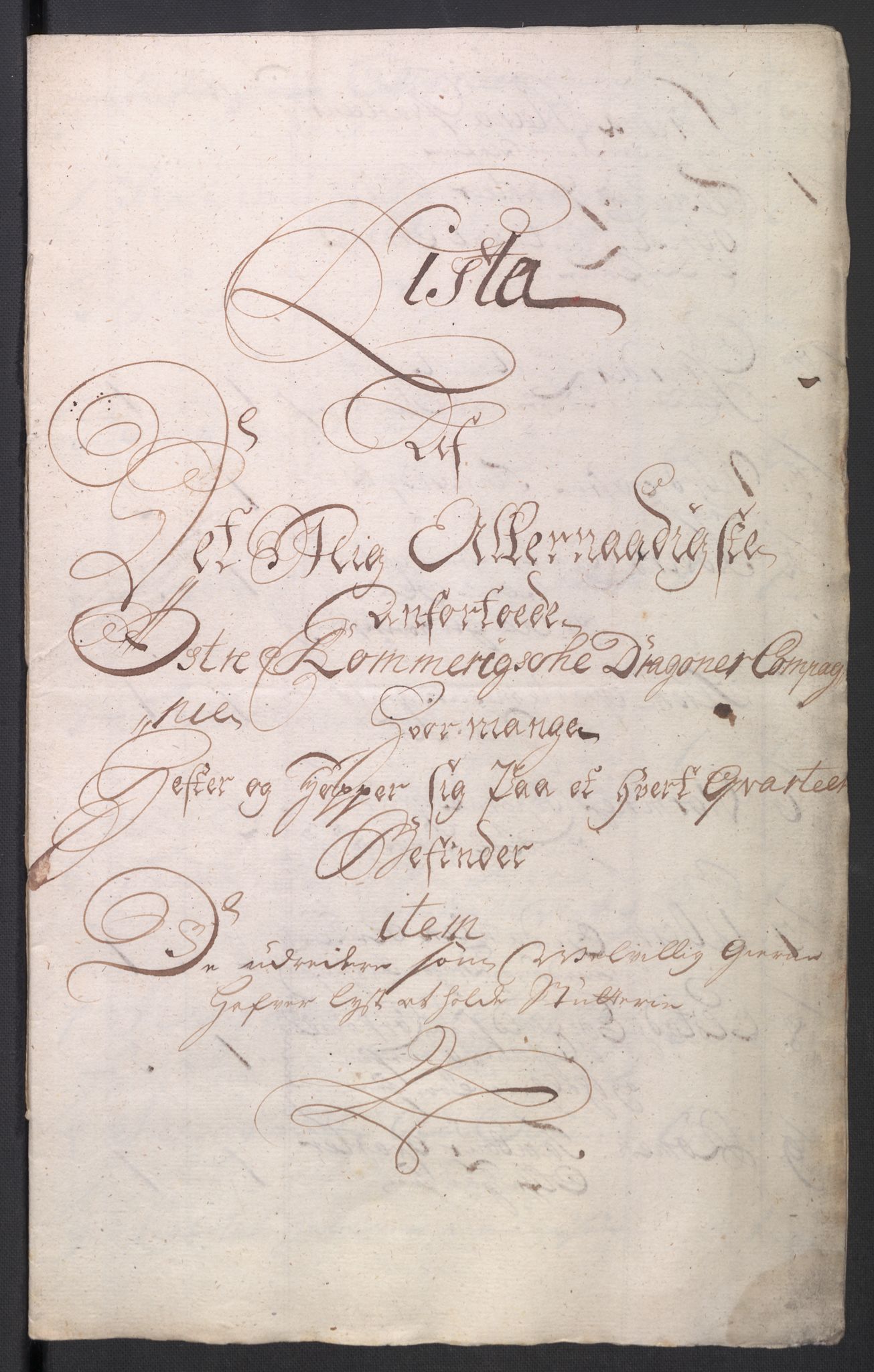 Kommanderende general (KG I) med Det norske krigsdirektorium, AV/RA-EA-5419/D/L0265: 1. Sønnafjelske dragonregiment: Lister, 1717-1753, p. 90